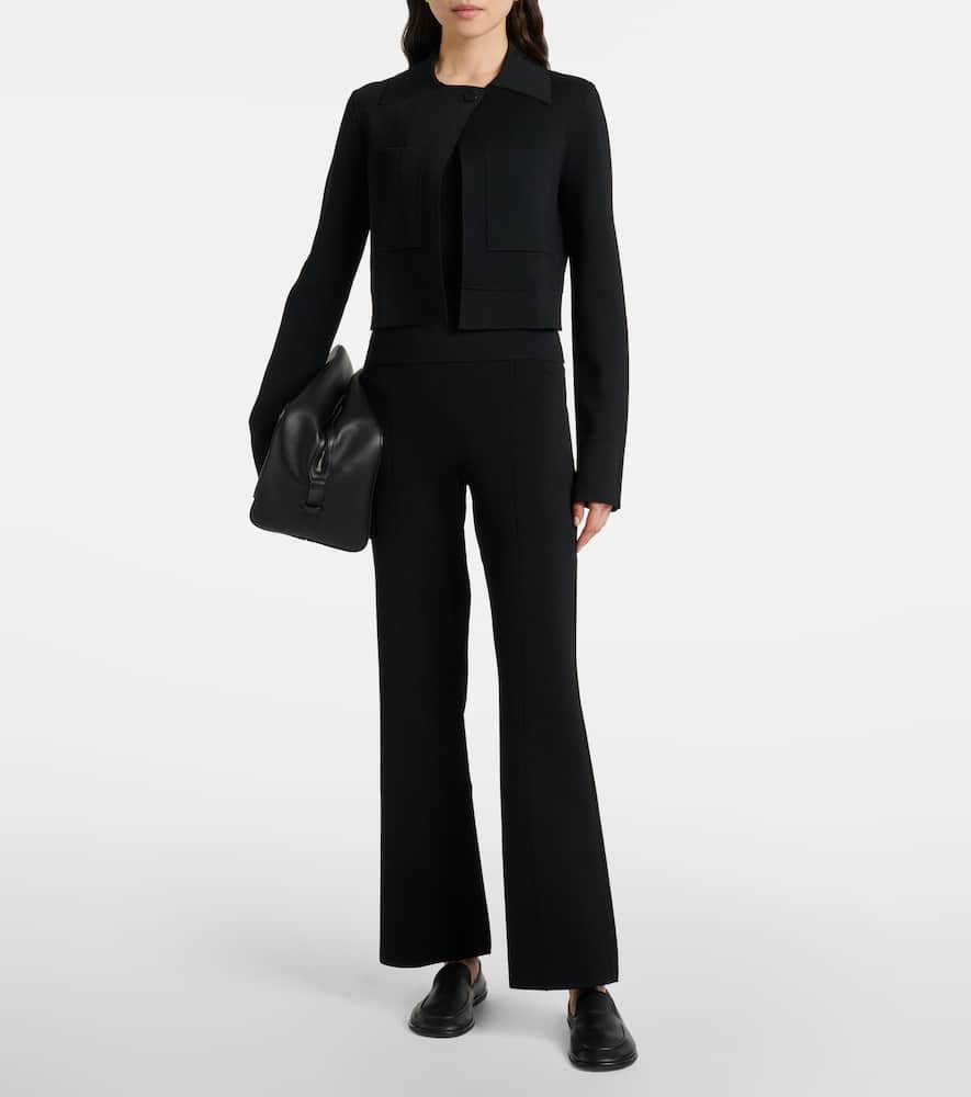 Knitted mid-rise flared pants