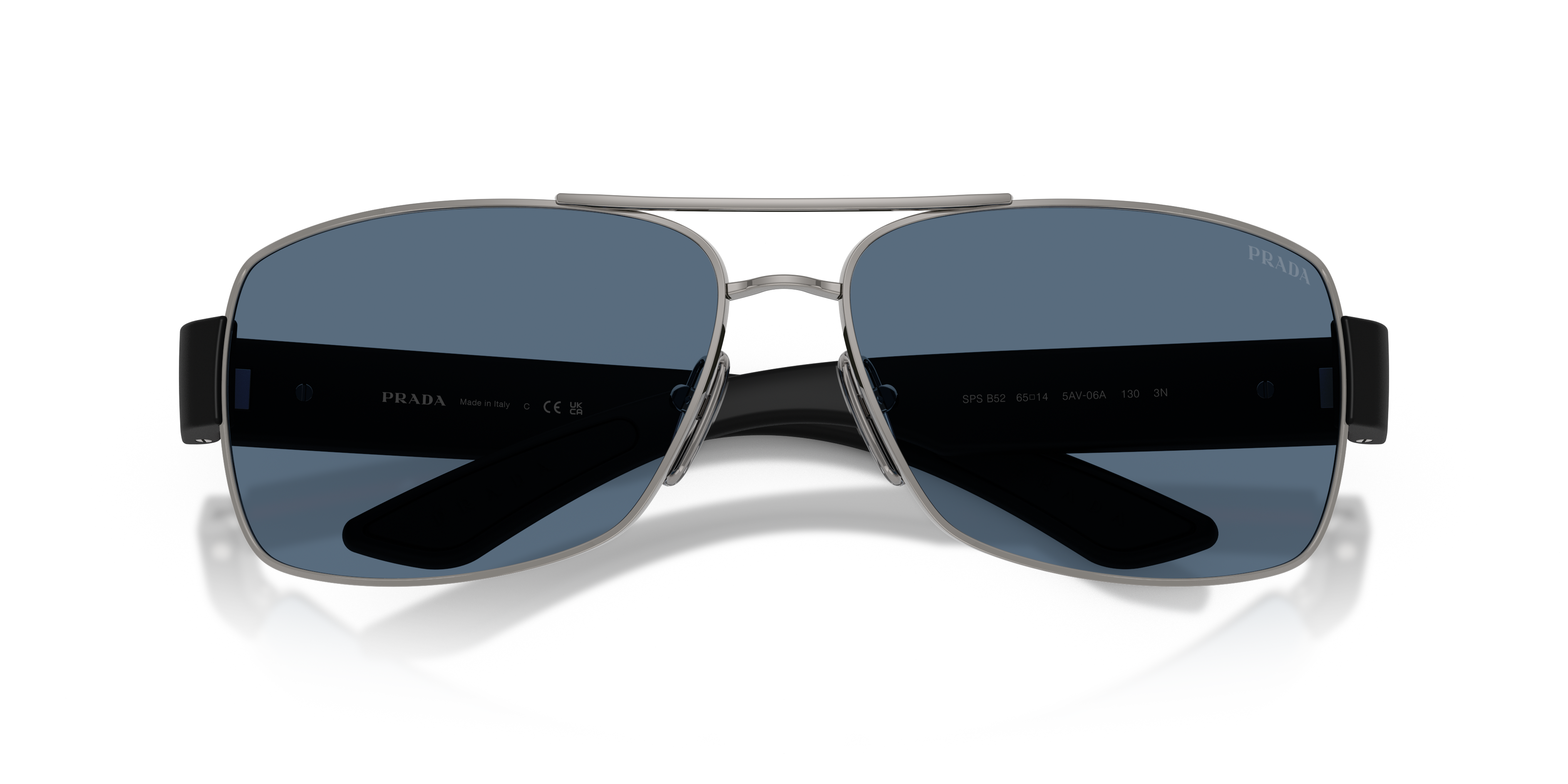 Prada Linea Rossa Man Prada Linea Rossa PS B52S 5AV06A Sunglasses Metal Grey Blue Geometric Norma