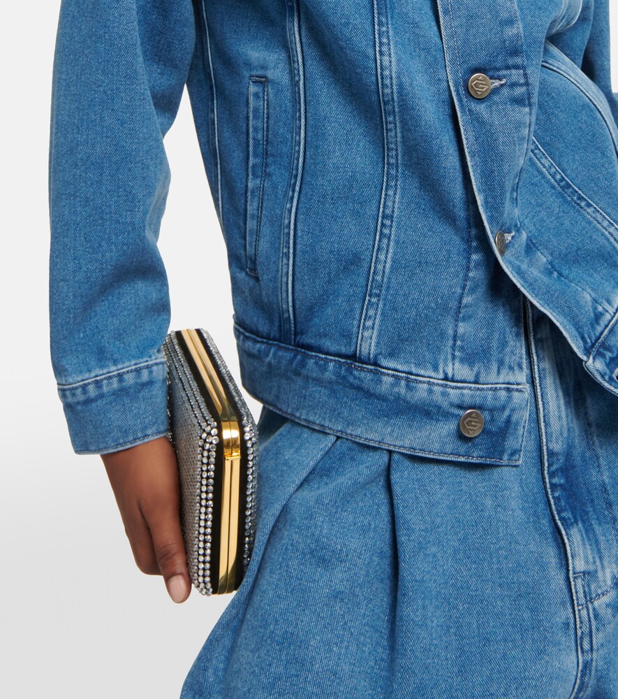 Floral-appliqué denim jacket