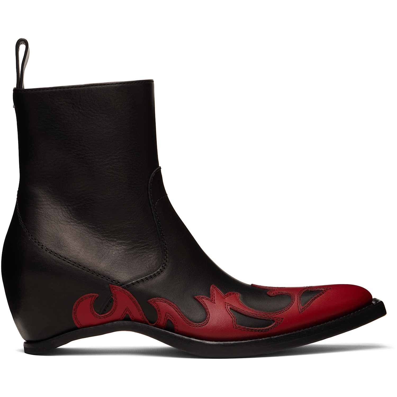 Black Heel-Less Western Flame Boot