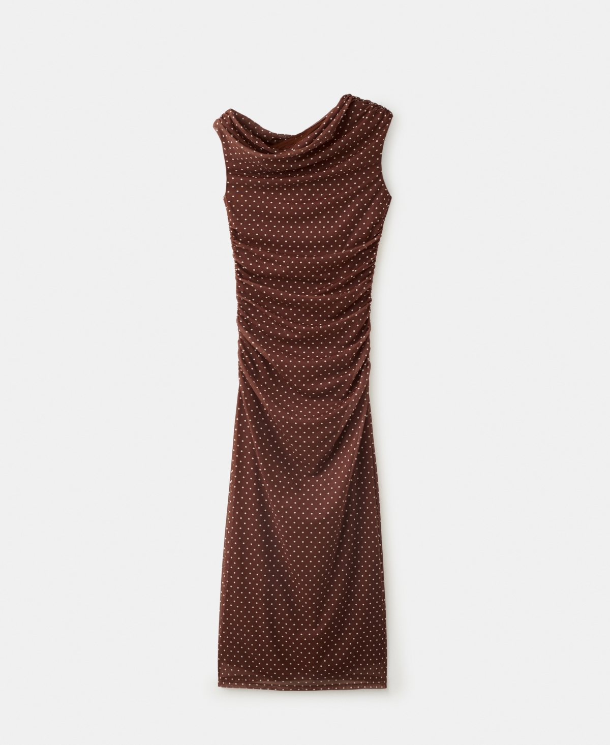 Women's Fitted Polka-Dot Midi Dress - Brown