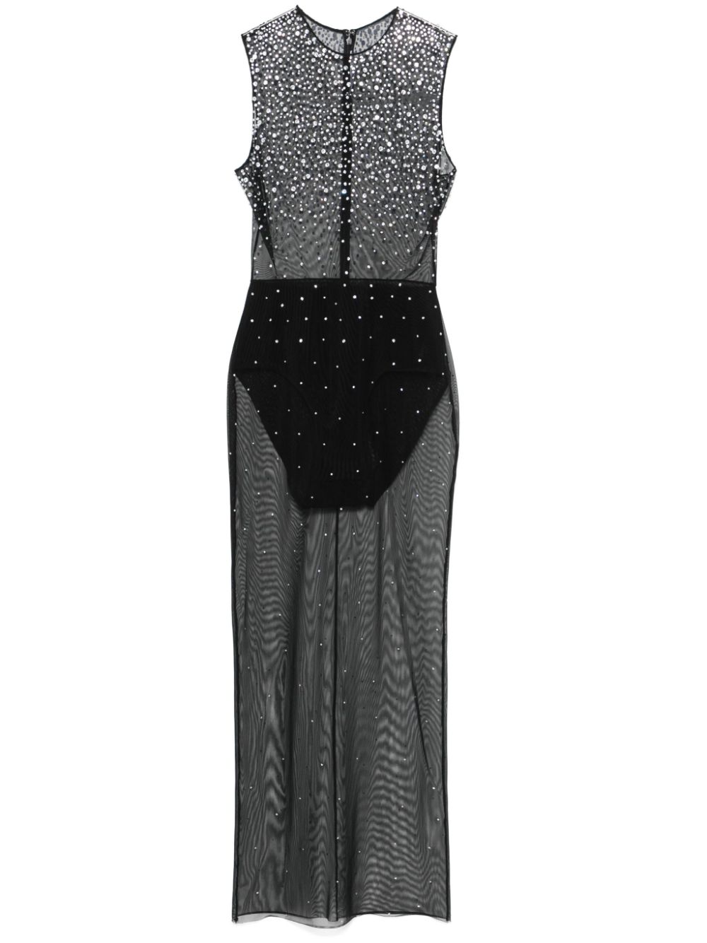 Crystal mesh midi dress - Black