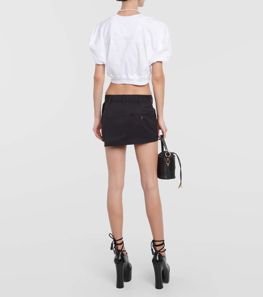 Low-rise wool miniskirt