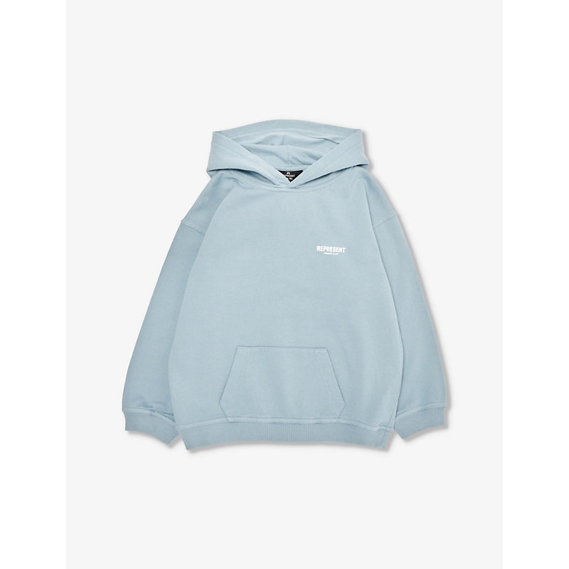 Boys Powder Blue Kids Logo-print Cotton-jersey Hoody 