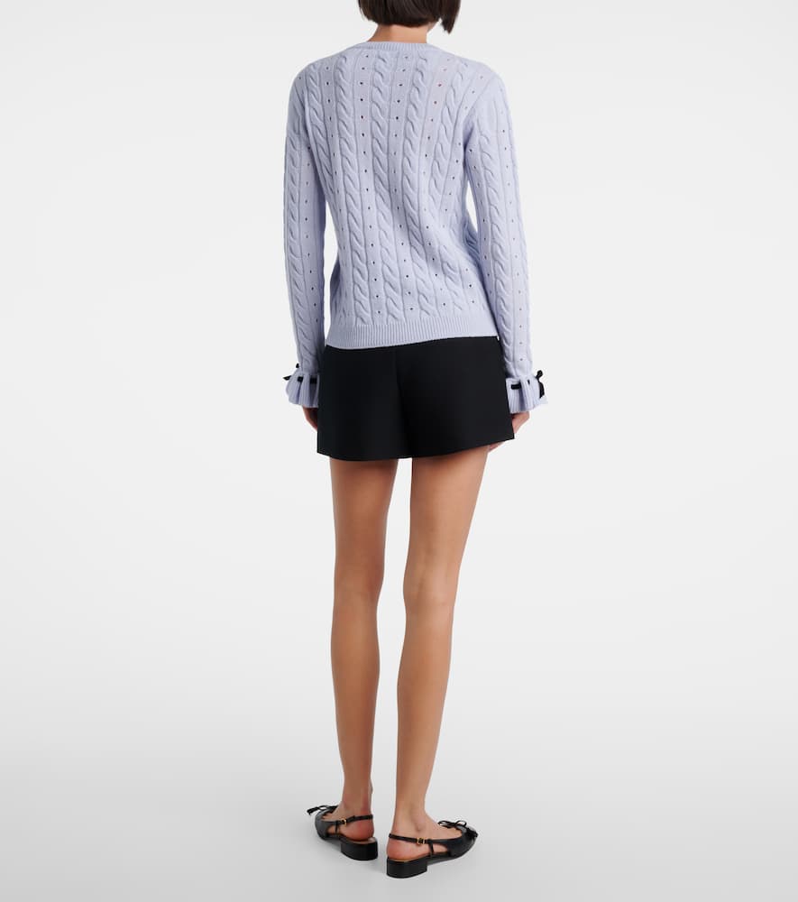 Bow-detail cable-knit virgin wool sweater