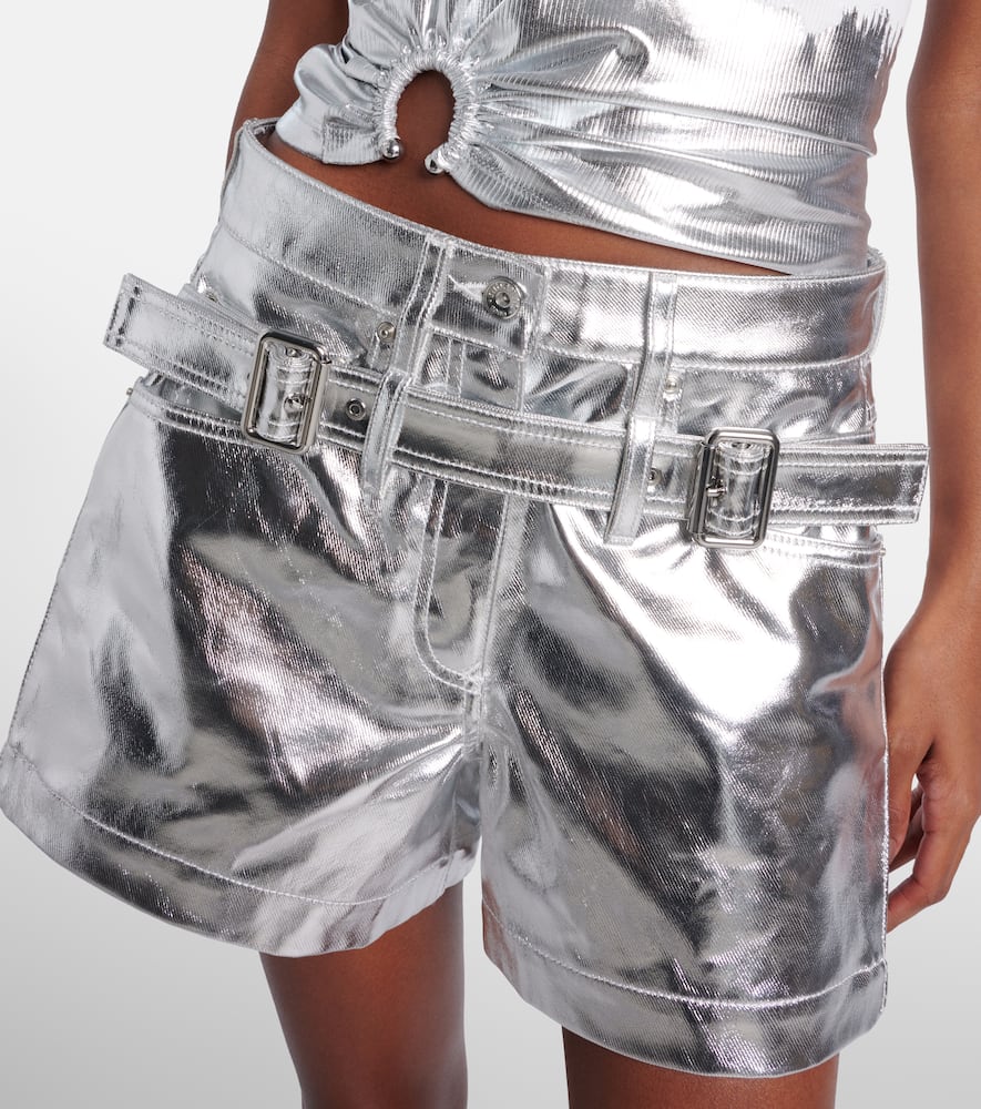 Rabanne Metallic cotton high-rise shorts