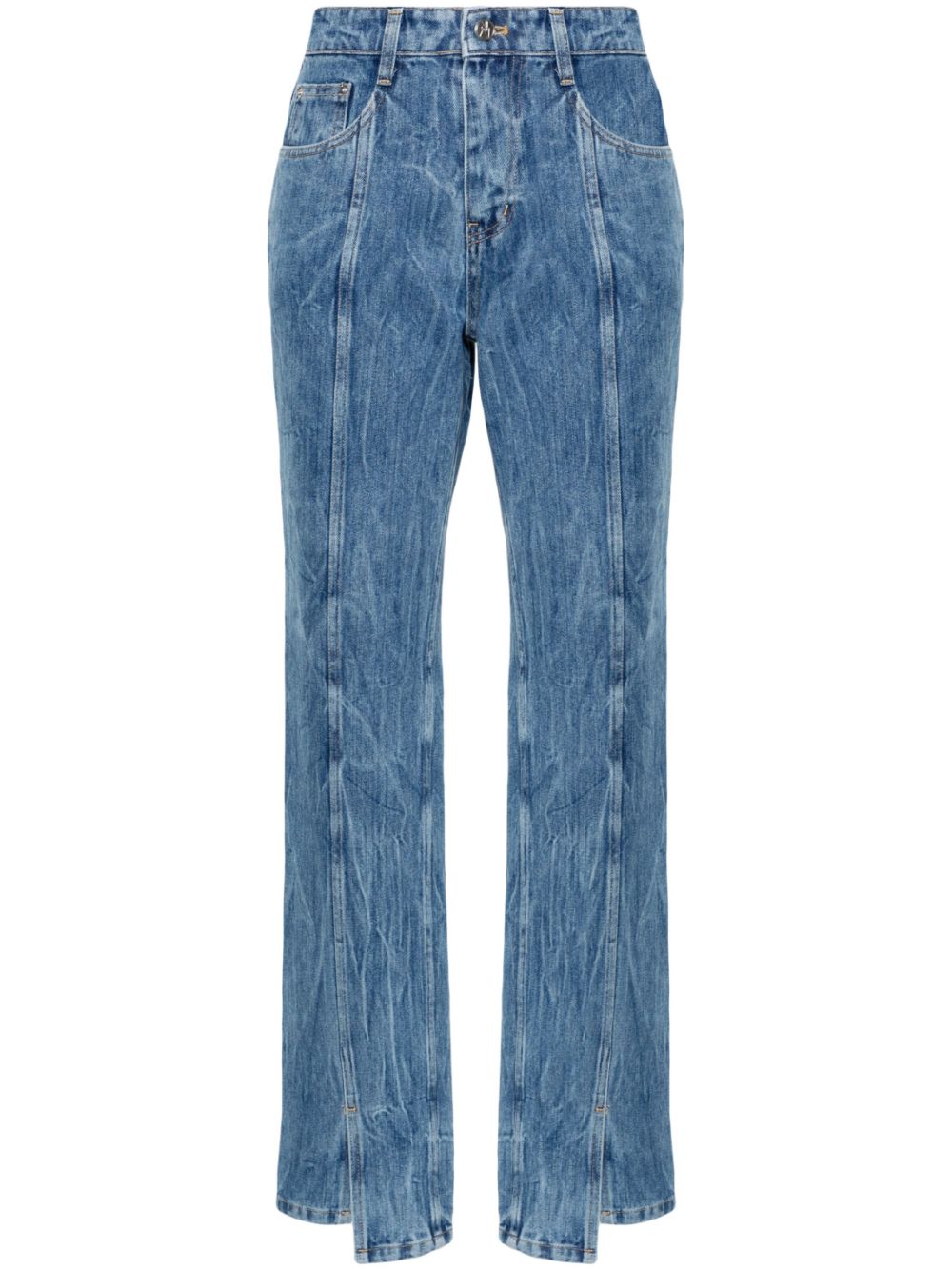 Wrinkled-detailed cotton jeans - Blue