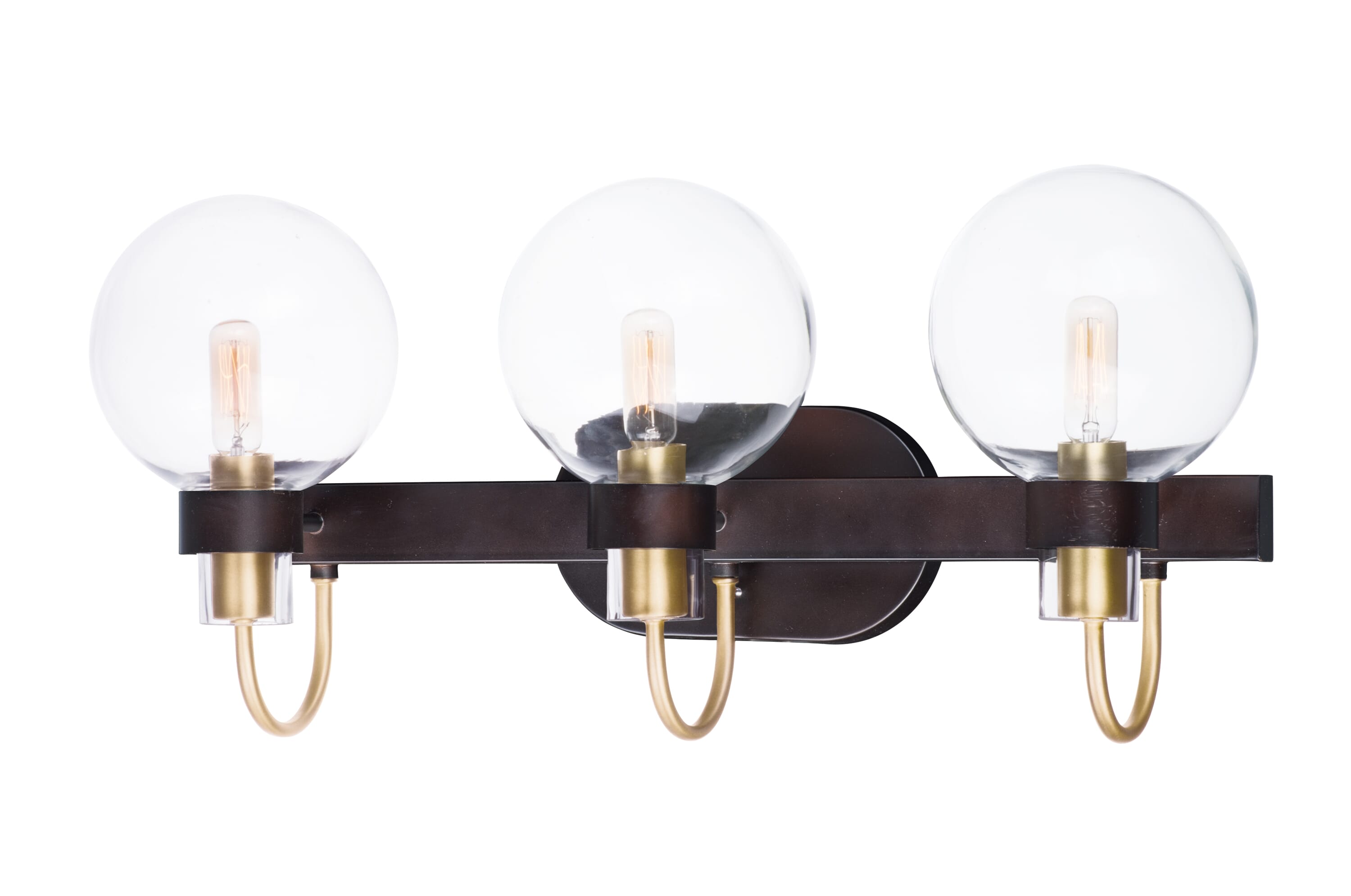 Maxim Bauhaus 3-Light Bathroom Vanity Light in Bronze and Satin Bra