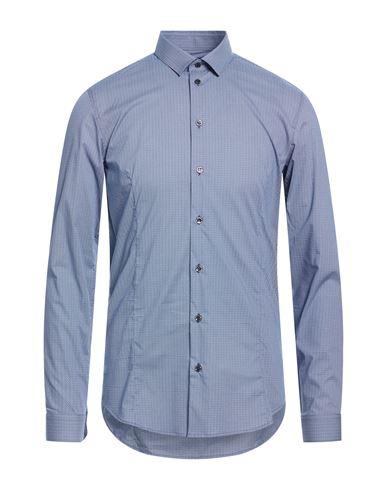 Man Shirt Navy Size 36 Cotton, Elastane