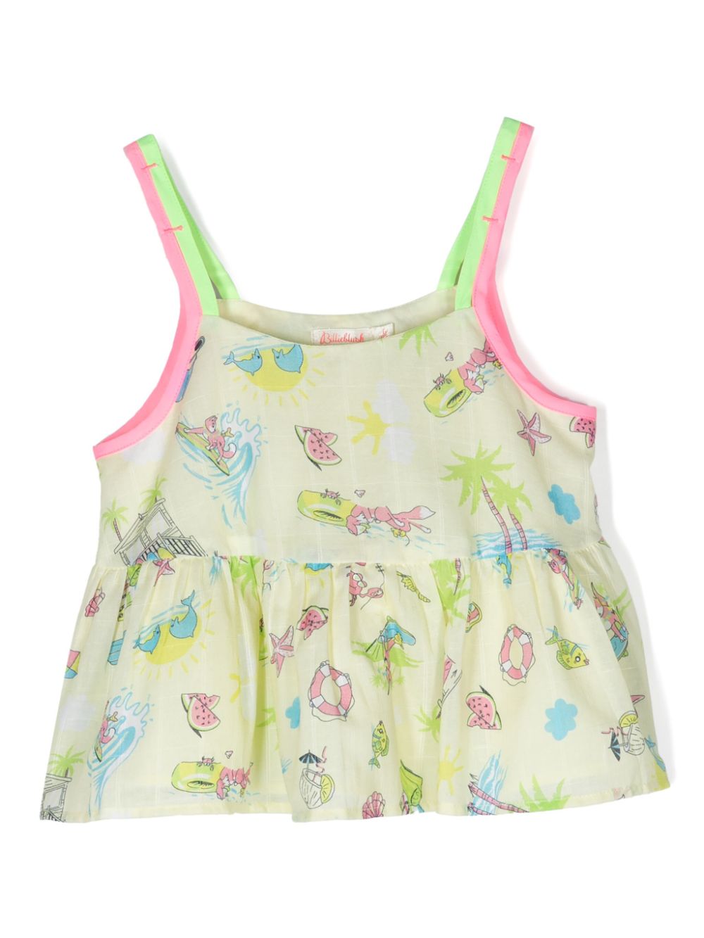 Graphic-print cotton top - Yellow