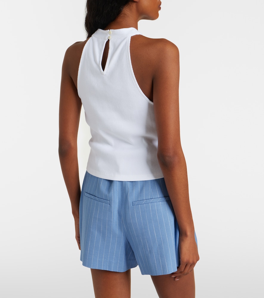Thea halterneck cotton-blend top