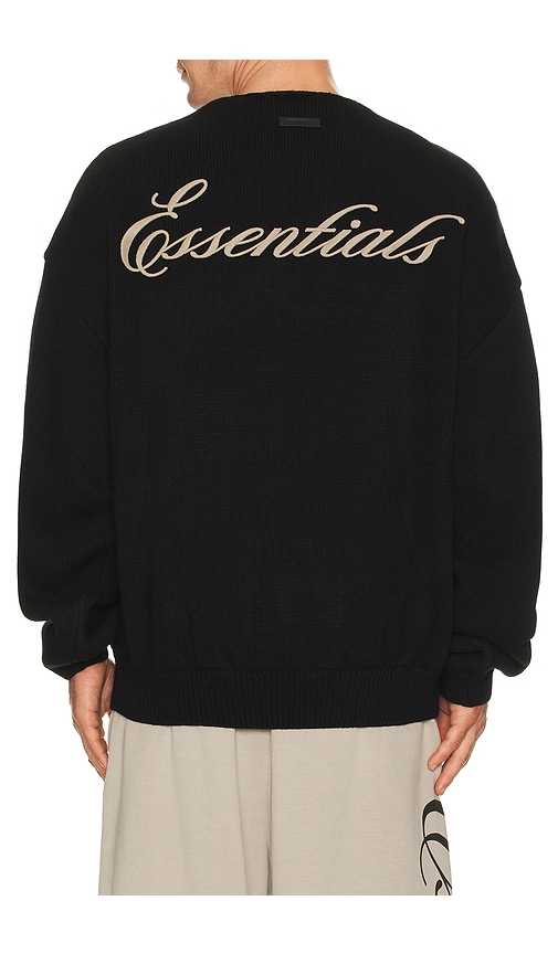 Fear of God ESSENTIALS Waffle Crewneck Sweater in Vintage Black - Black. L also in M, S, XL/1X, XS, XXL/2X