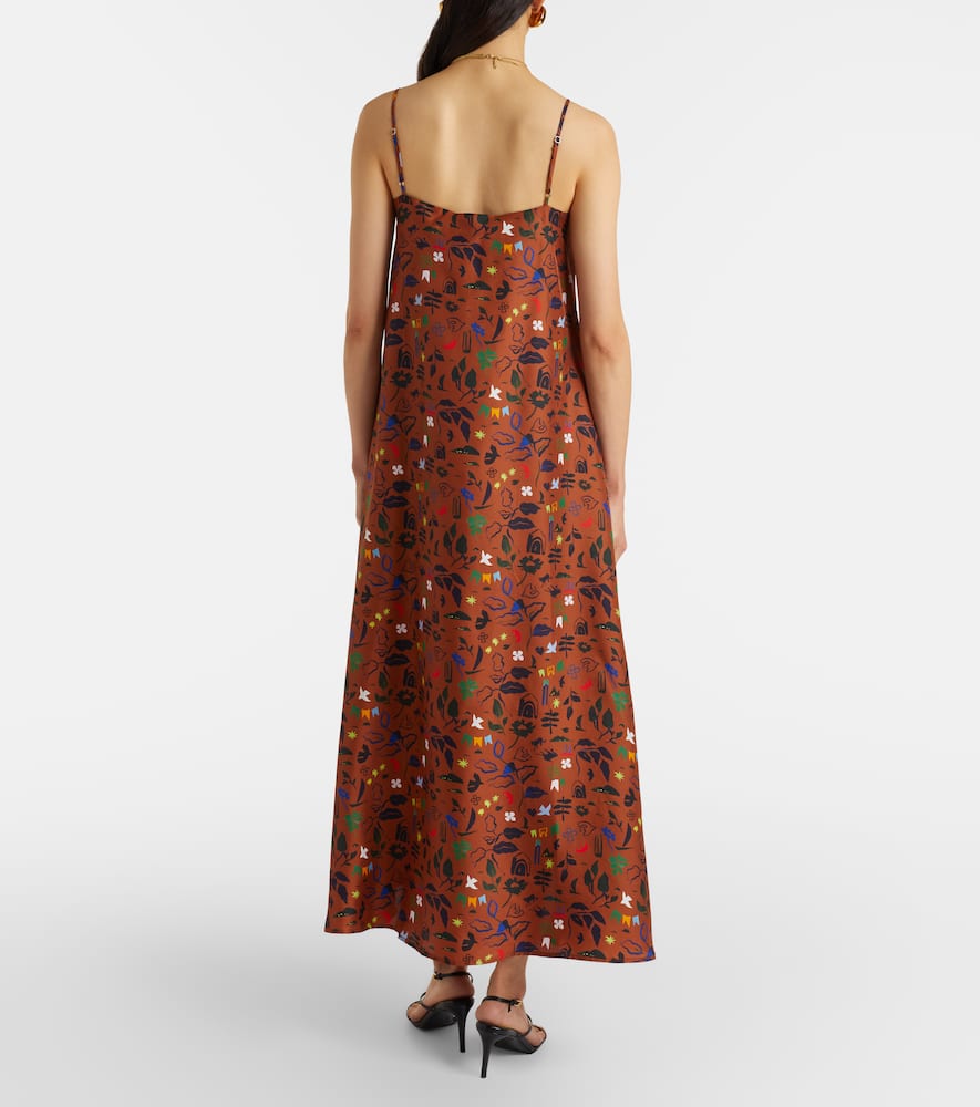 Melfi printed silk twill midi dress