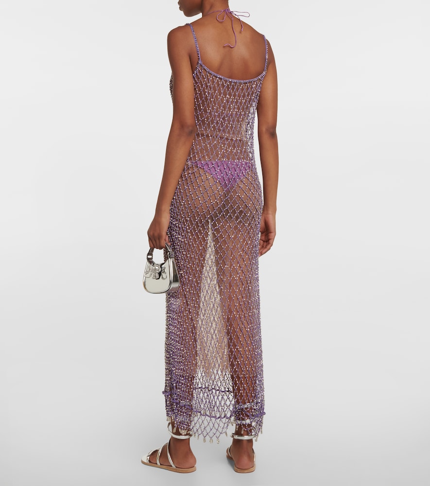 Self-Portrait Beaded fishnet midi dress