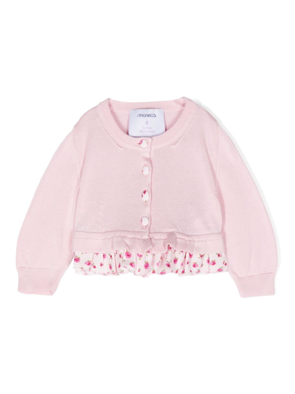 Ruffled-hem cotton cardigan - Pink