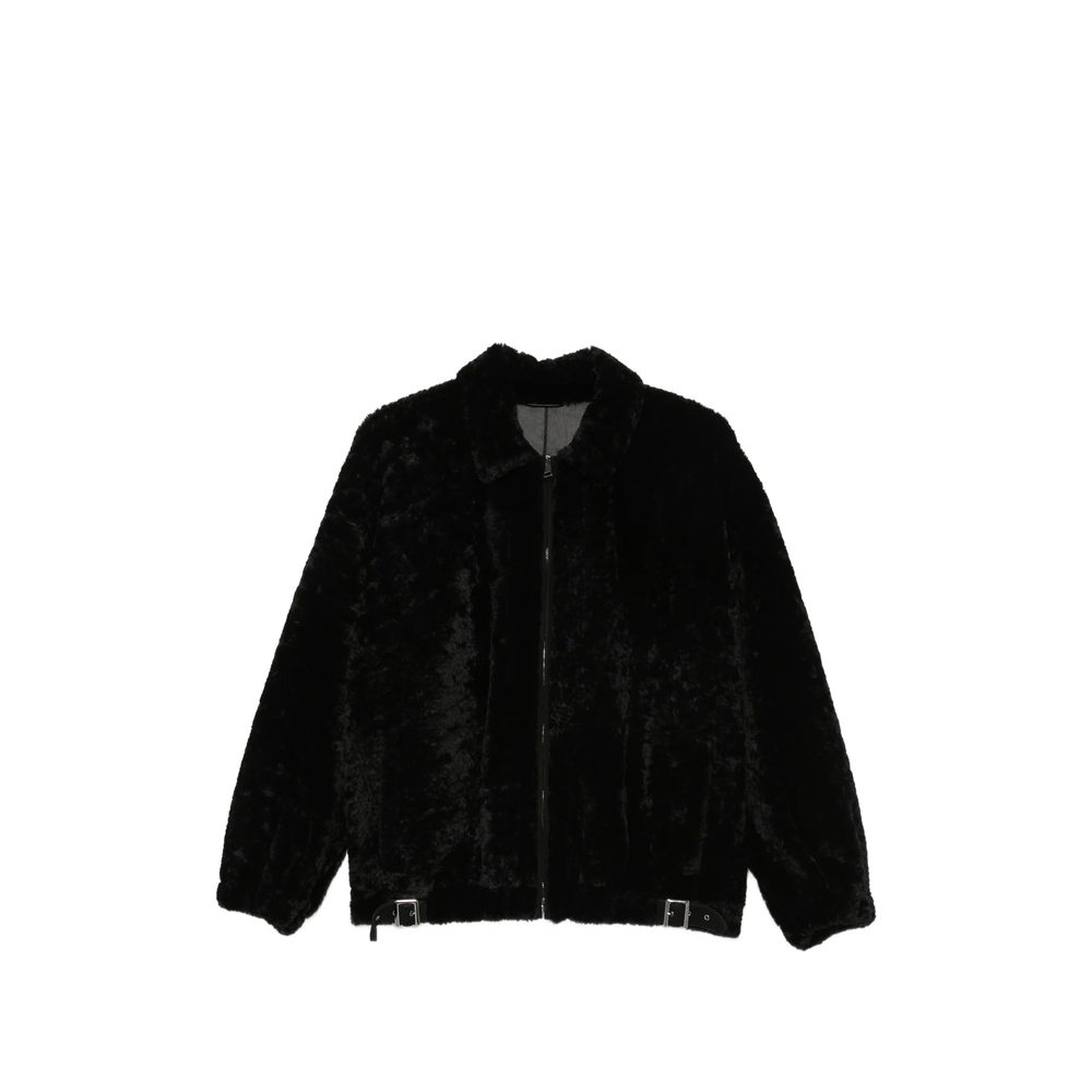 Strappy Buckle-detail Fur Jacket