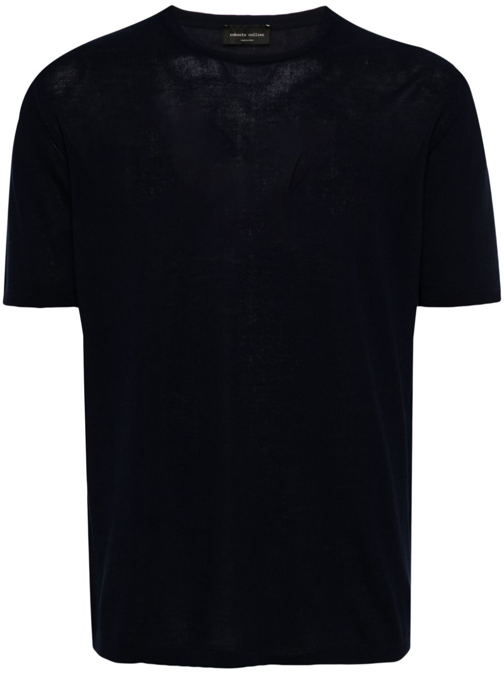 Crew-neck knitted T-shirt - Blue