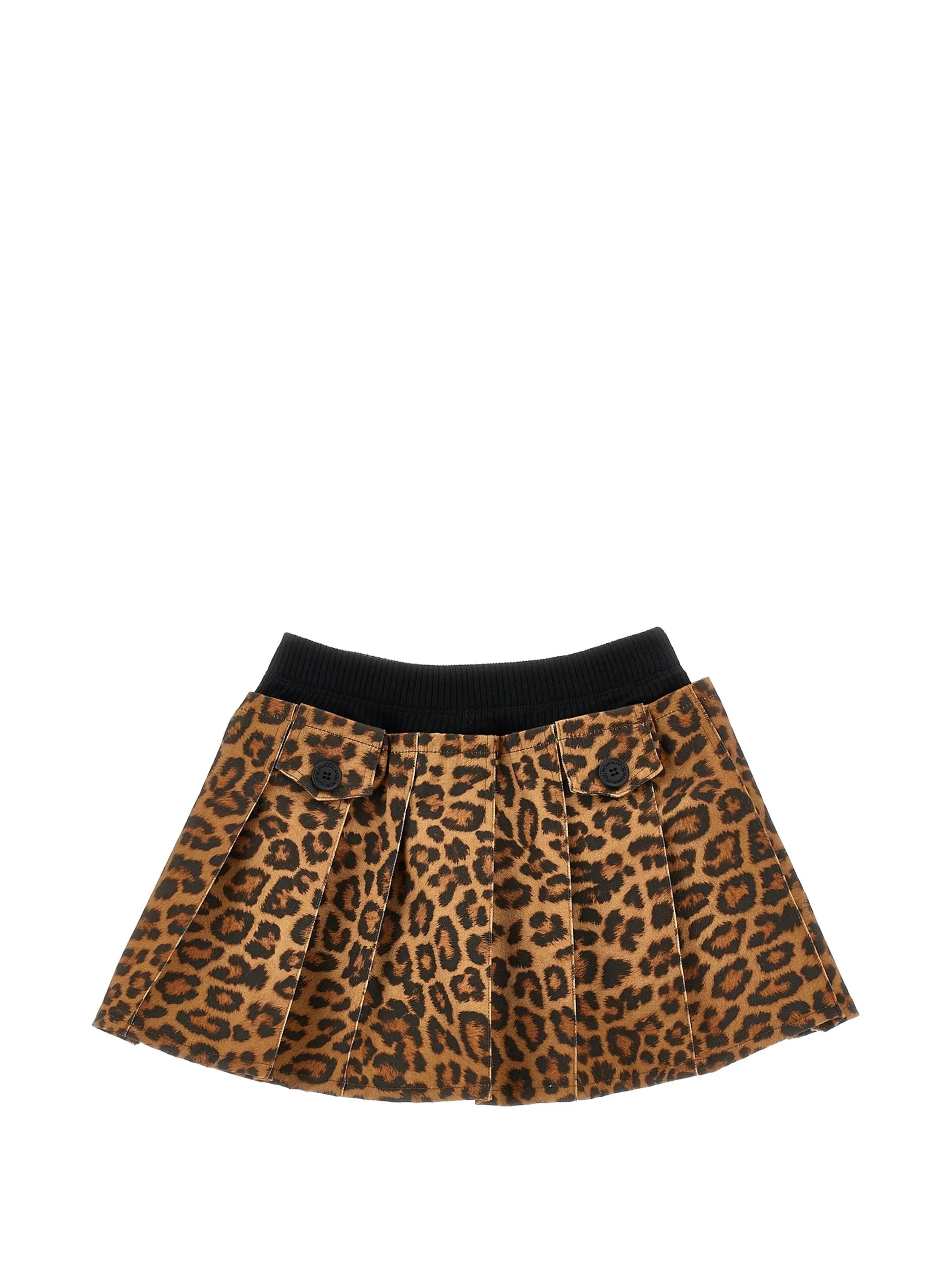 Girl's Cotton Blend Mini Skirt with Elastic Waist & Decorative Front Buttons