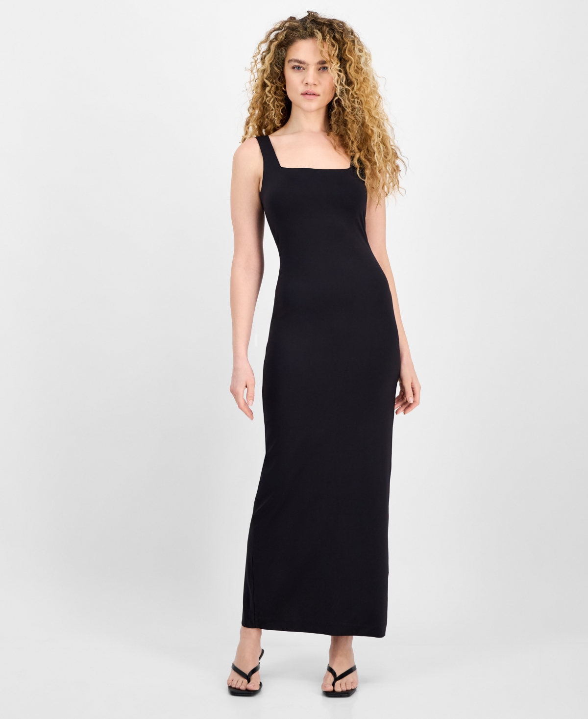 Women's Square Neck Sleeveless Maxi Dress, Exclusively at Macy's - Black