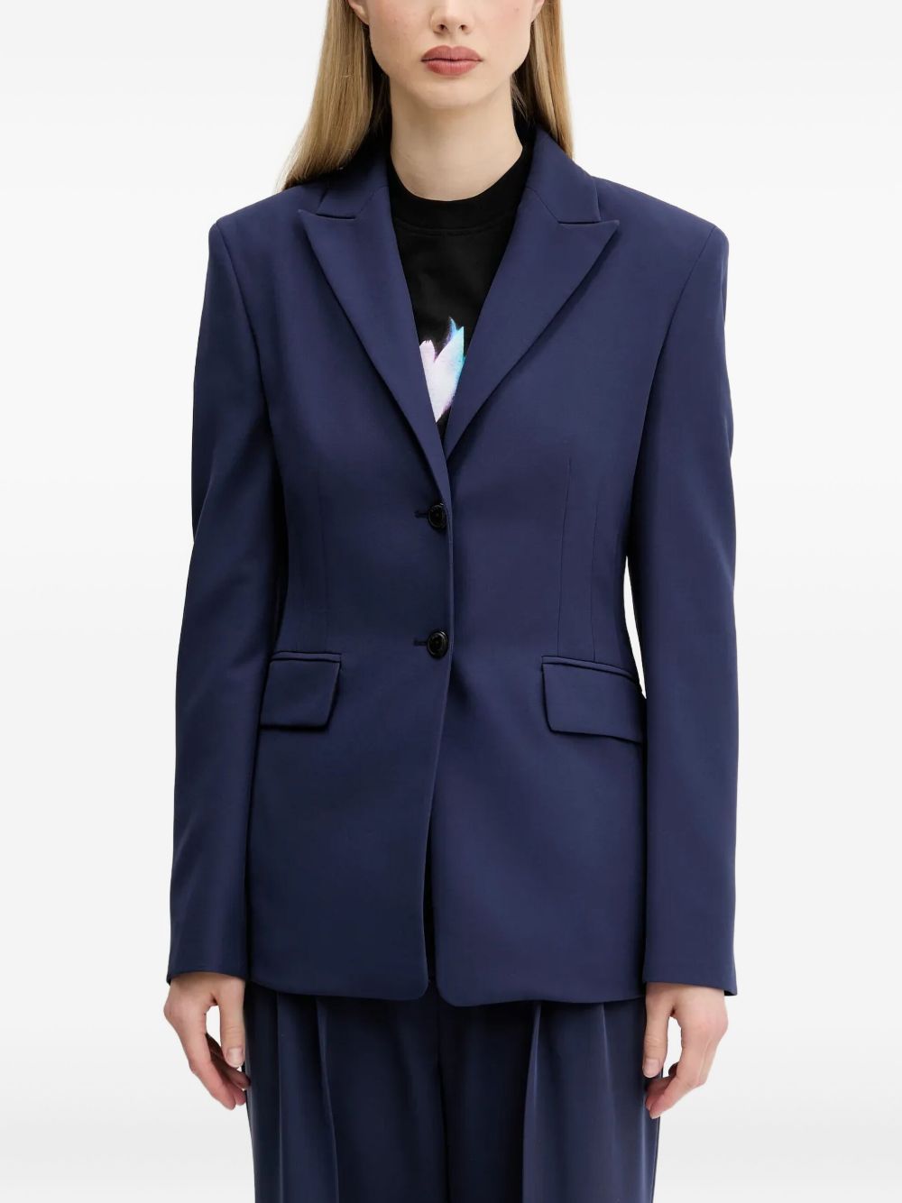 Single-breasted structured blazer - Blue