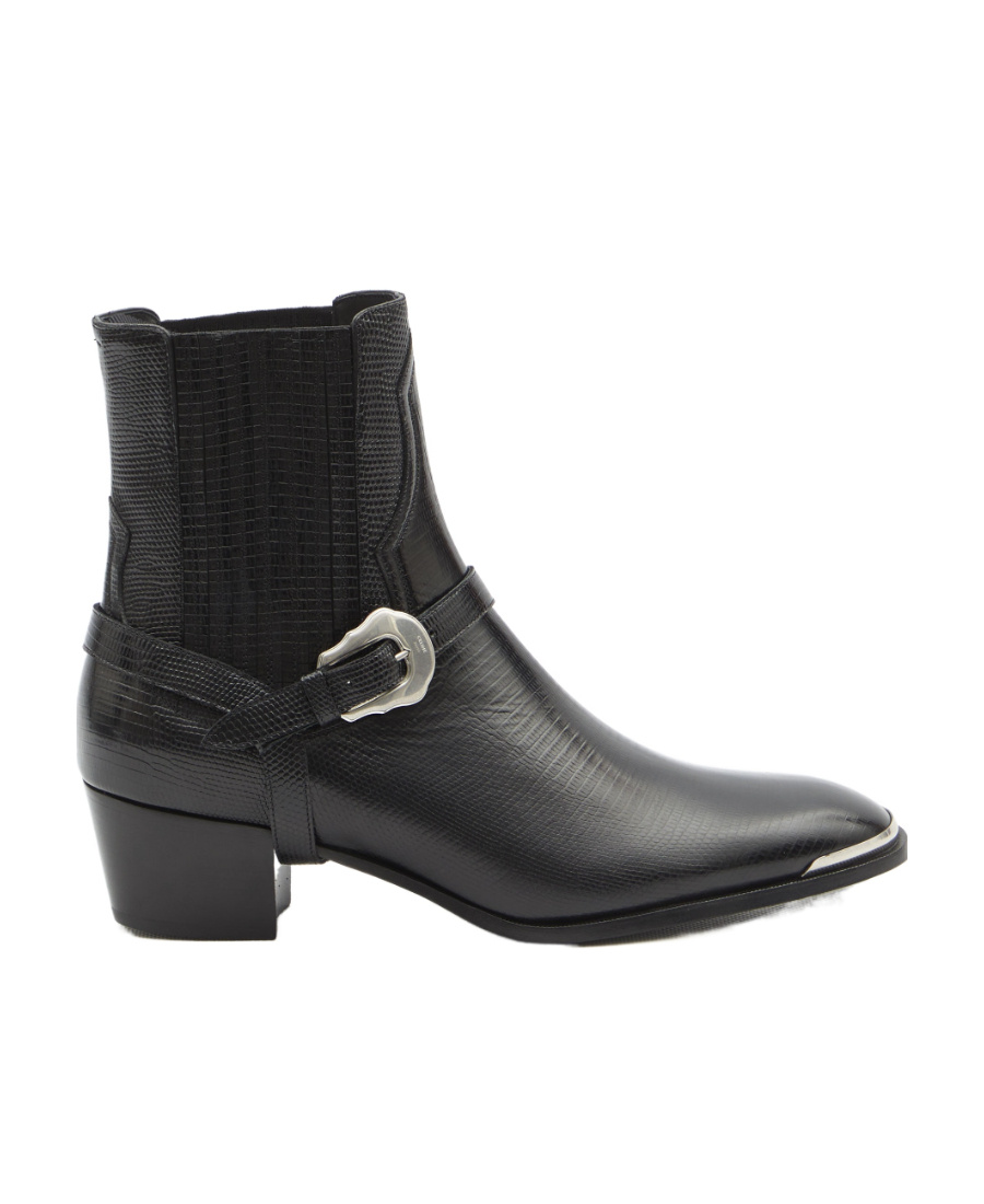 WESTERN CHELSEA ISAAC BOOT WITH HARNESS AND METAL TOE in TEJUS STAMPED CALFSKIN