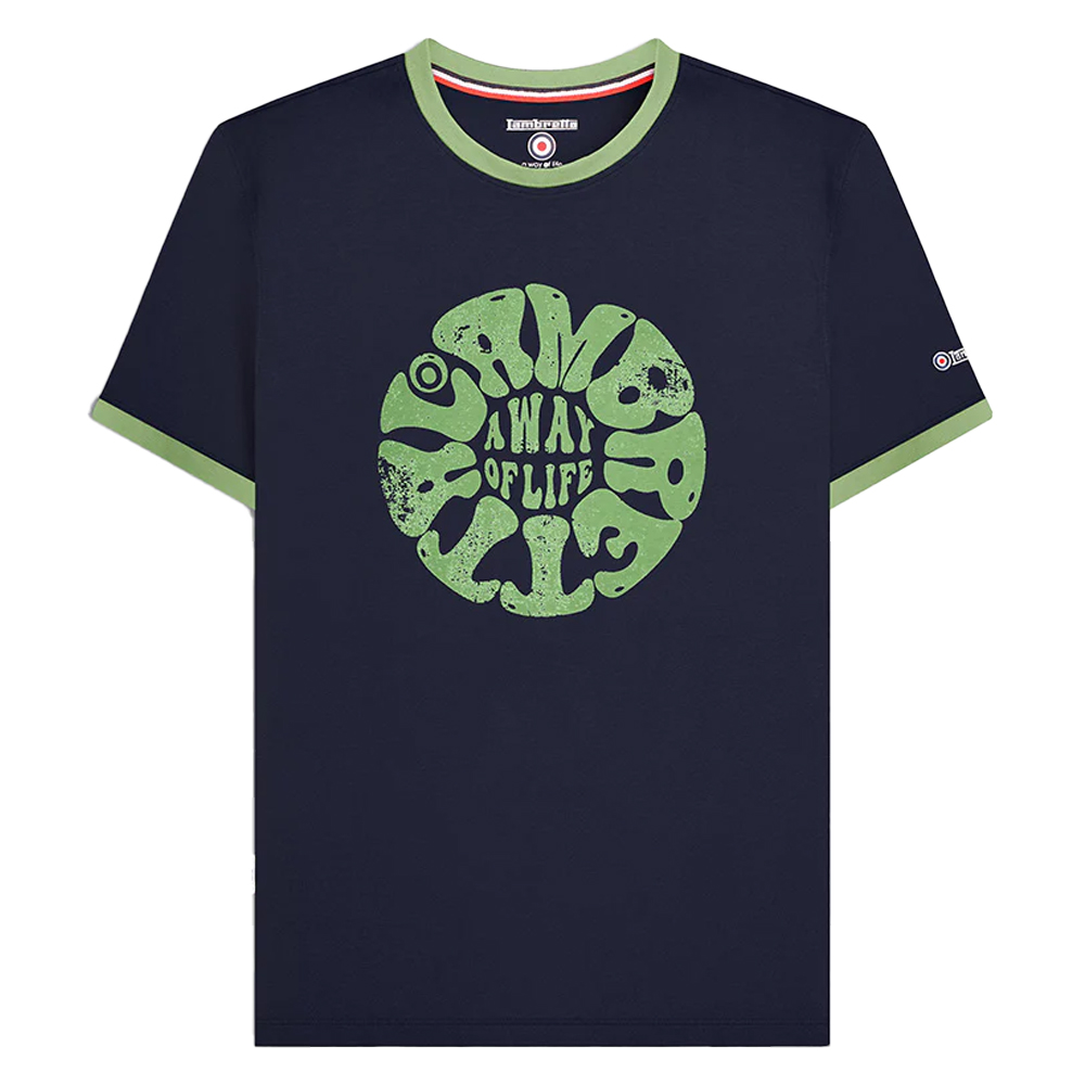 Lambretta Mens Ringer Festival T-Shirt Navy Cotton - Sma