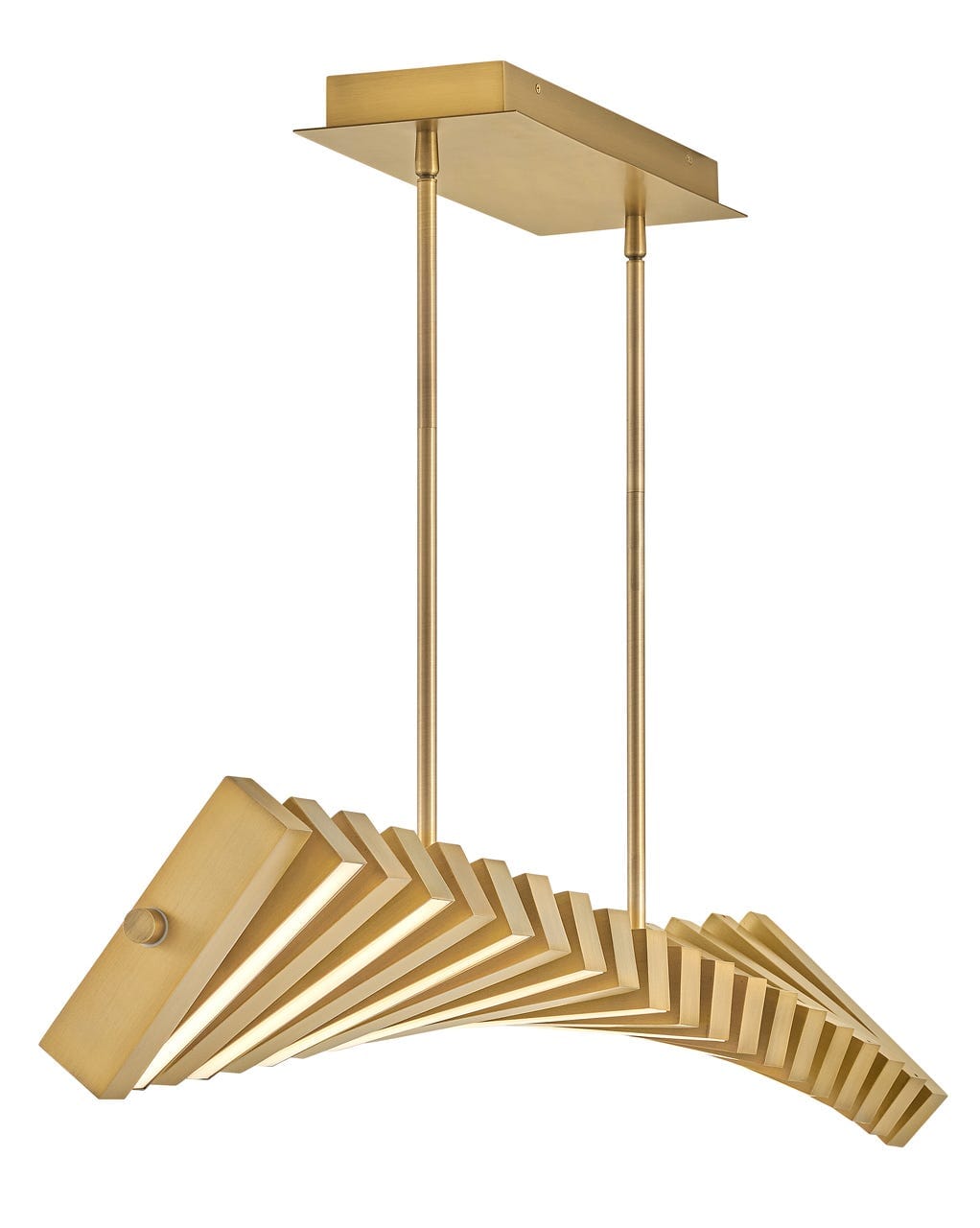 Lacquered Brass LED Linear Chandelier from the Stitch Collection
