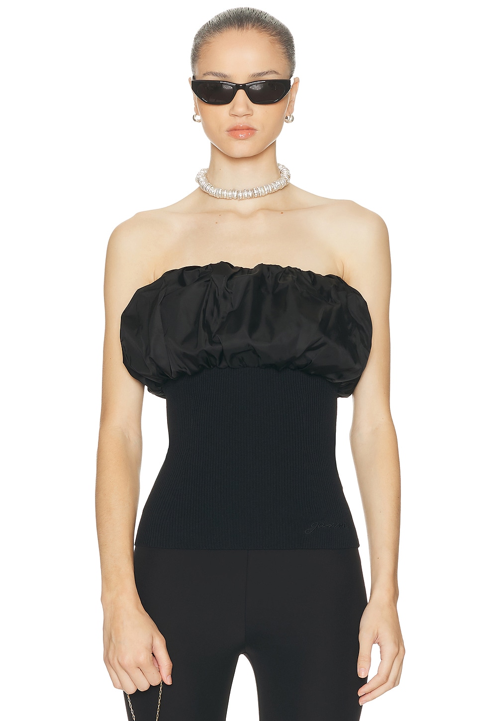 Ganni Strapless Top in Black - Black.  XS also in L