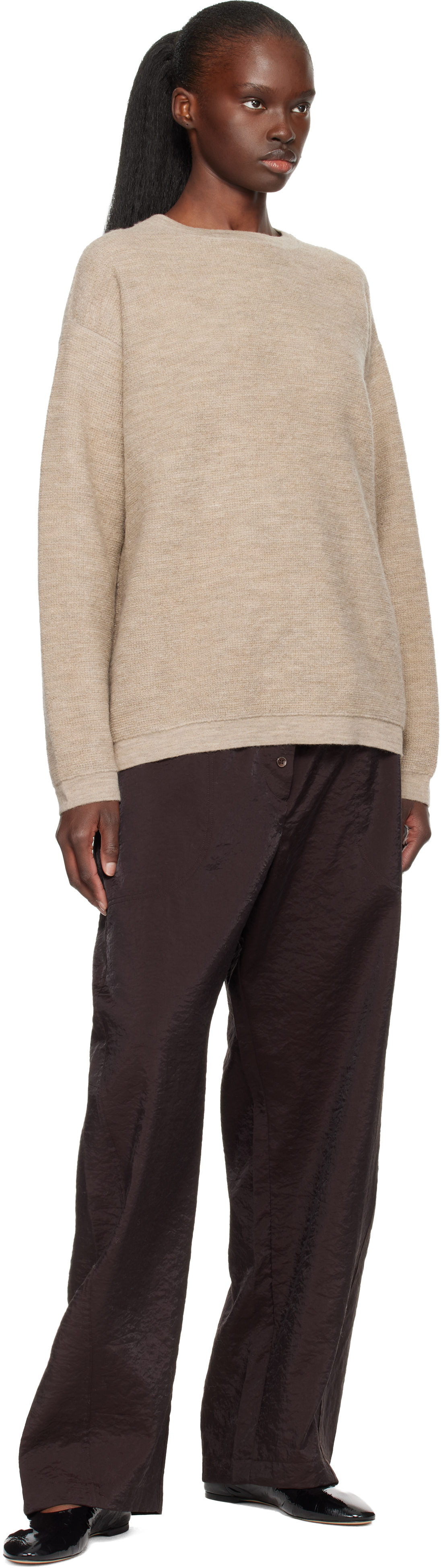 Beige Fine Terry Crewneck Sweater