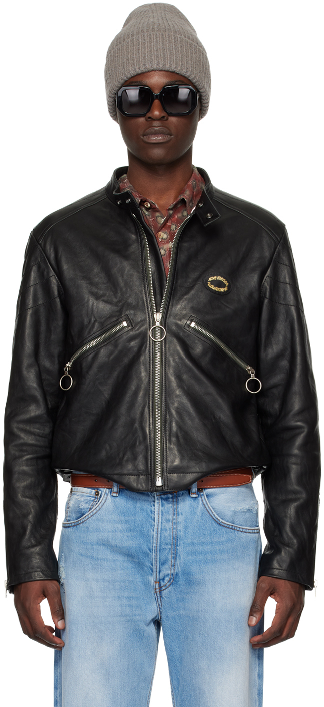 Black Distressed Leather Jacket