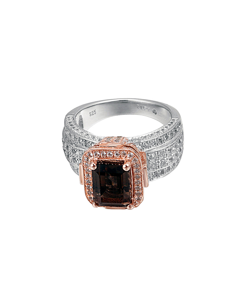 Silver 5.58 ct. tw. Smoky Quartz & White Topaz Ring