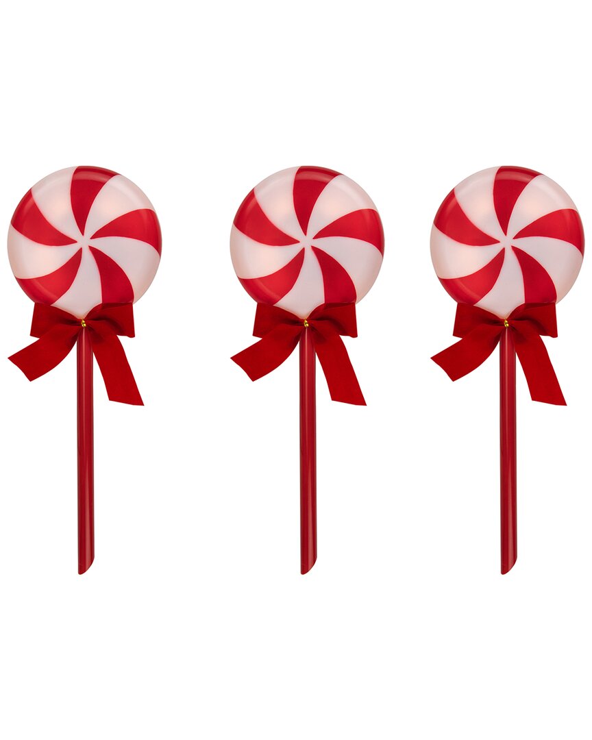 Northlight Set of 3 Peppermint Candies Christmas Pathway Markers 16in