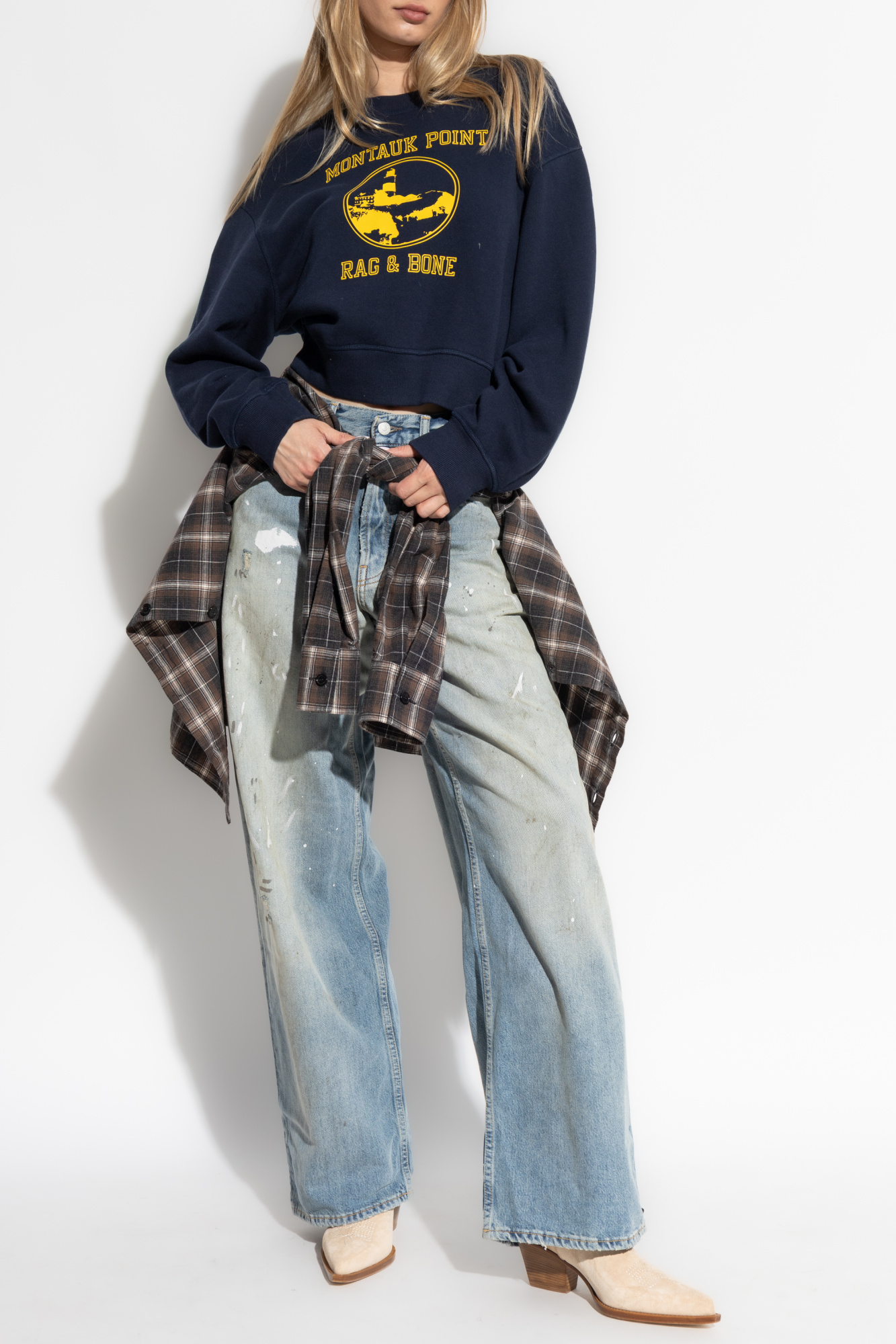 Rag & Bone  Sweatshirt With Print, Women's, Navy Blue