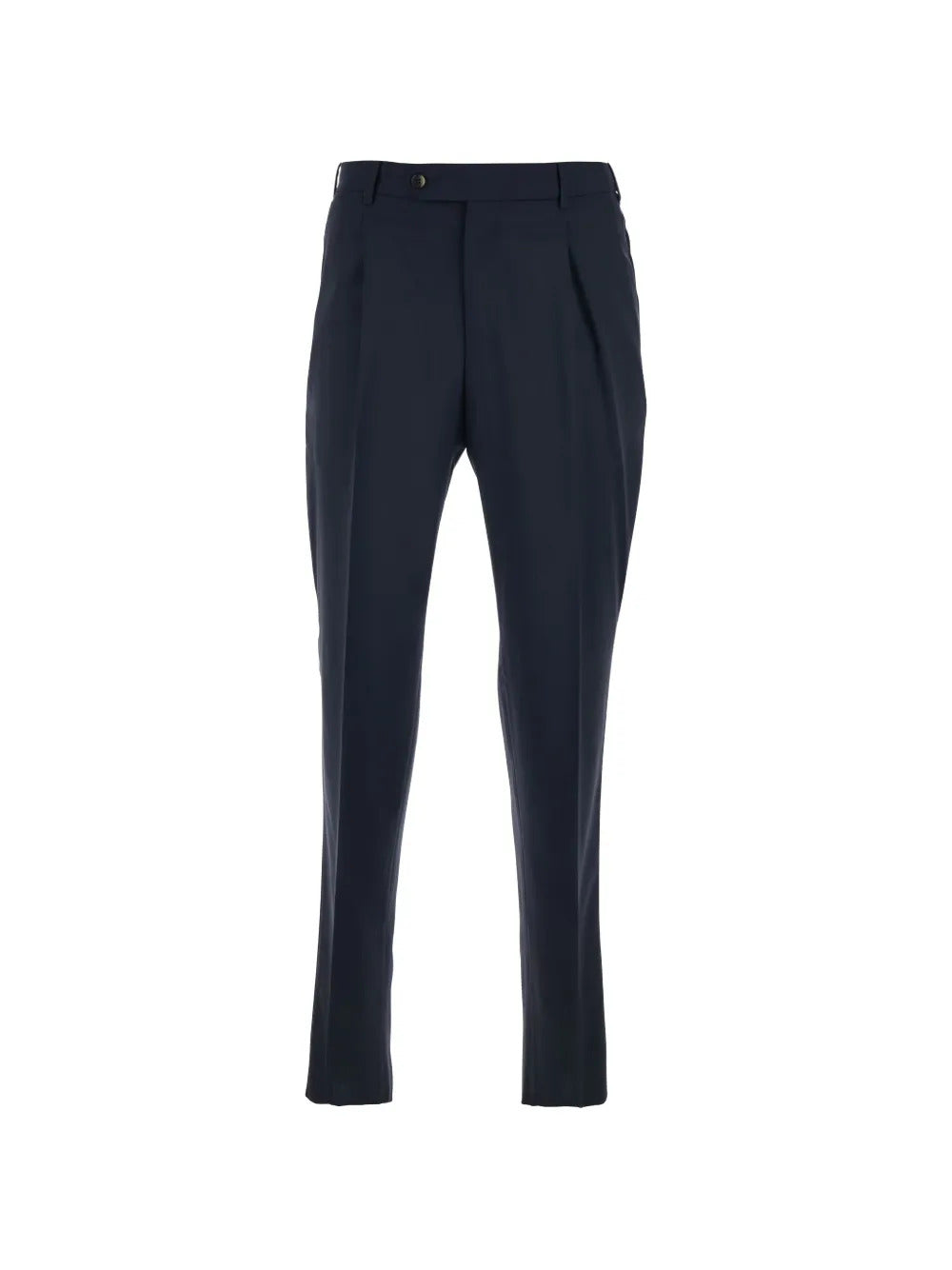 Relaxed-Fit Virgin Wool Trousers with Zip and Button Closure
