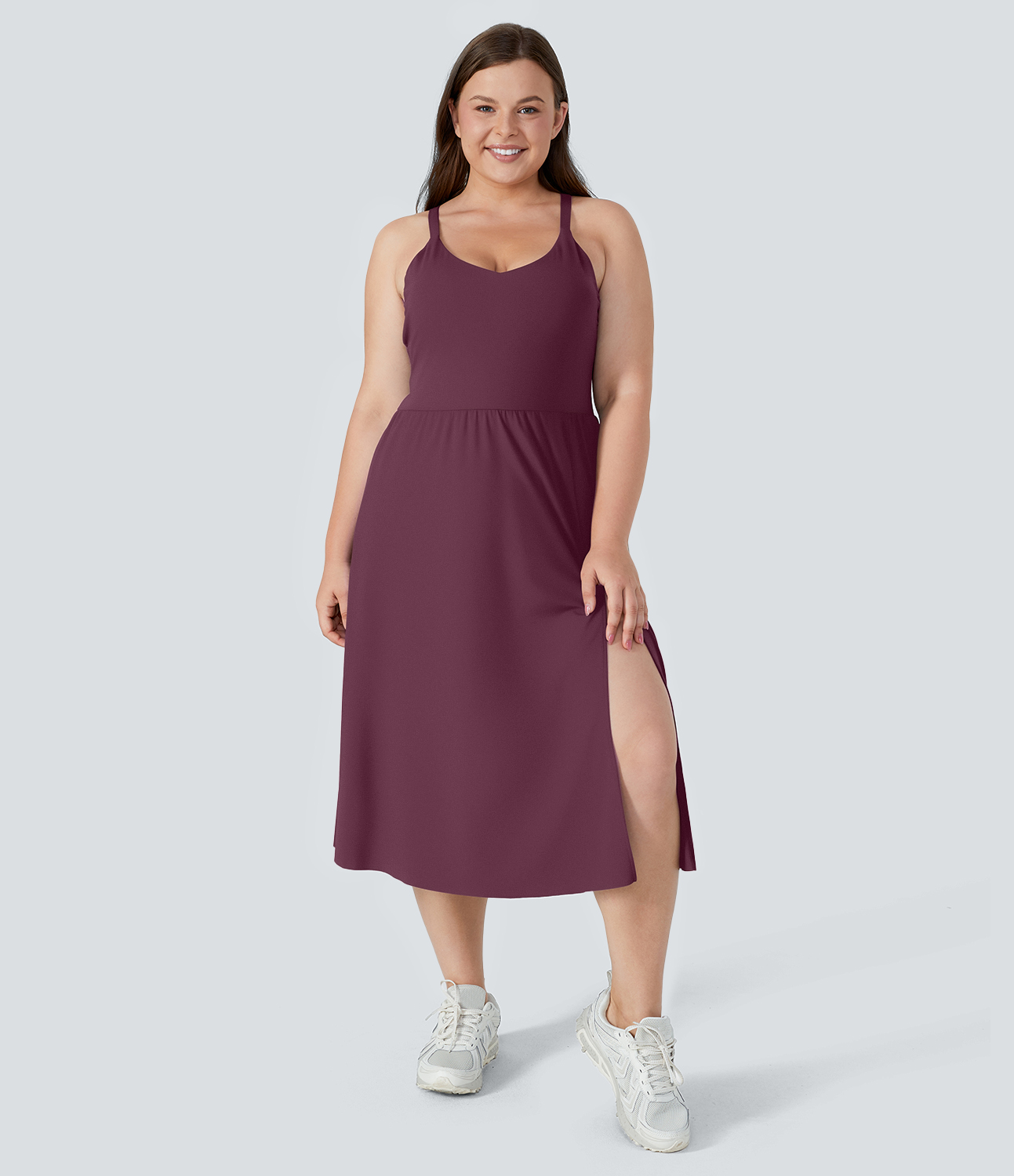 Everyday Plus Size Midi Chill Dress-La Land Workout Dress - Fig