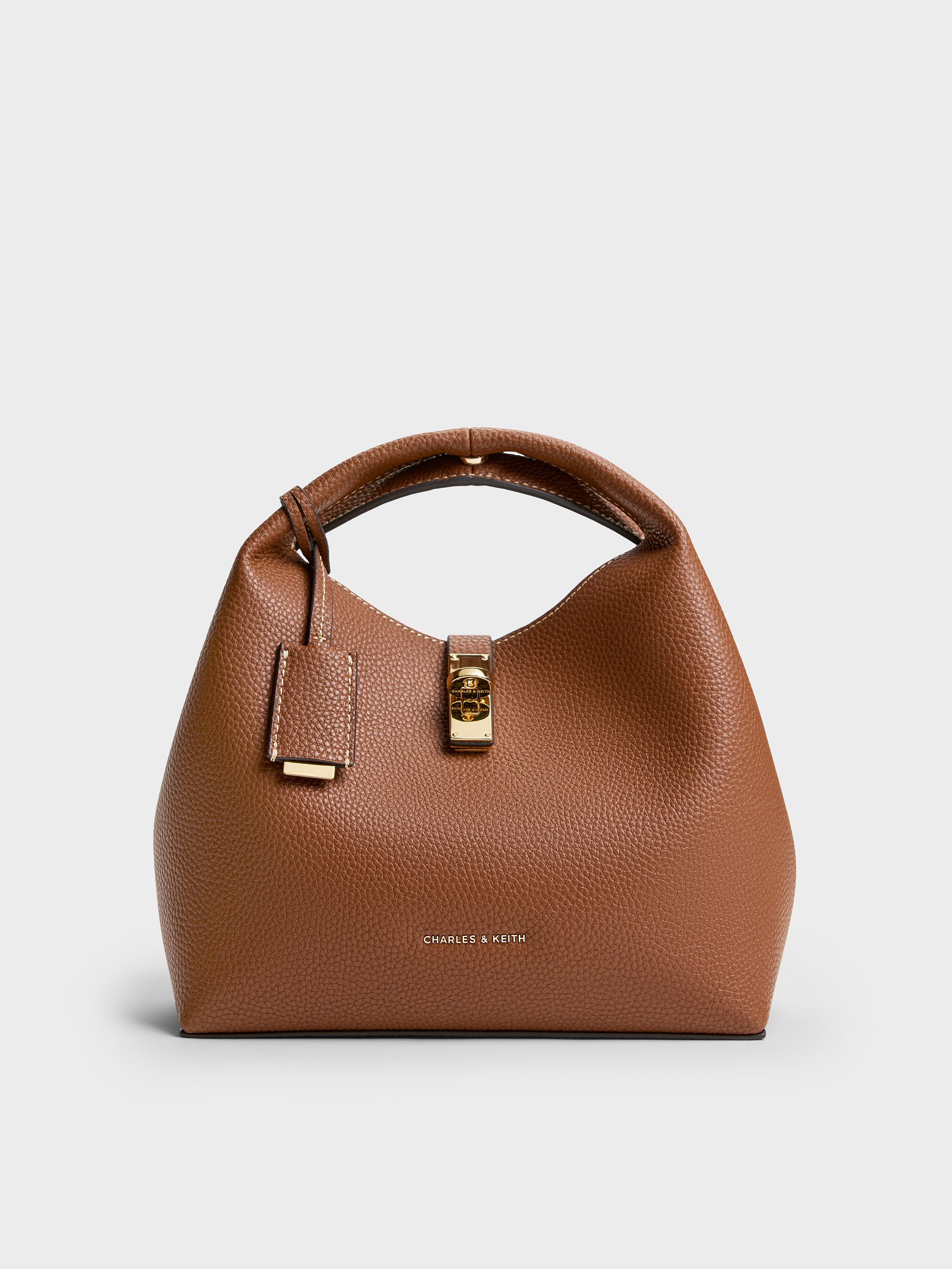 Charles & Keith - Chance Recycled Leather Turn-Lock Bucket Bag