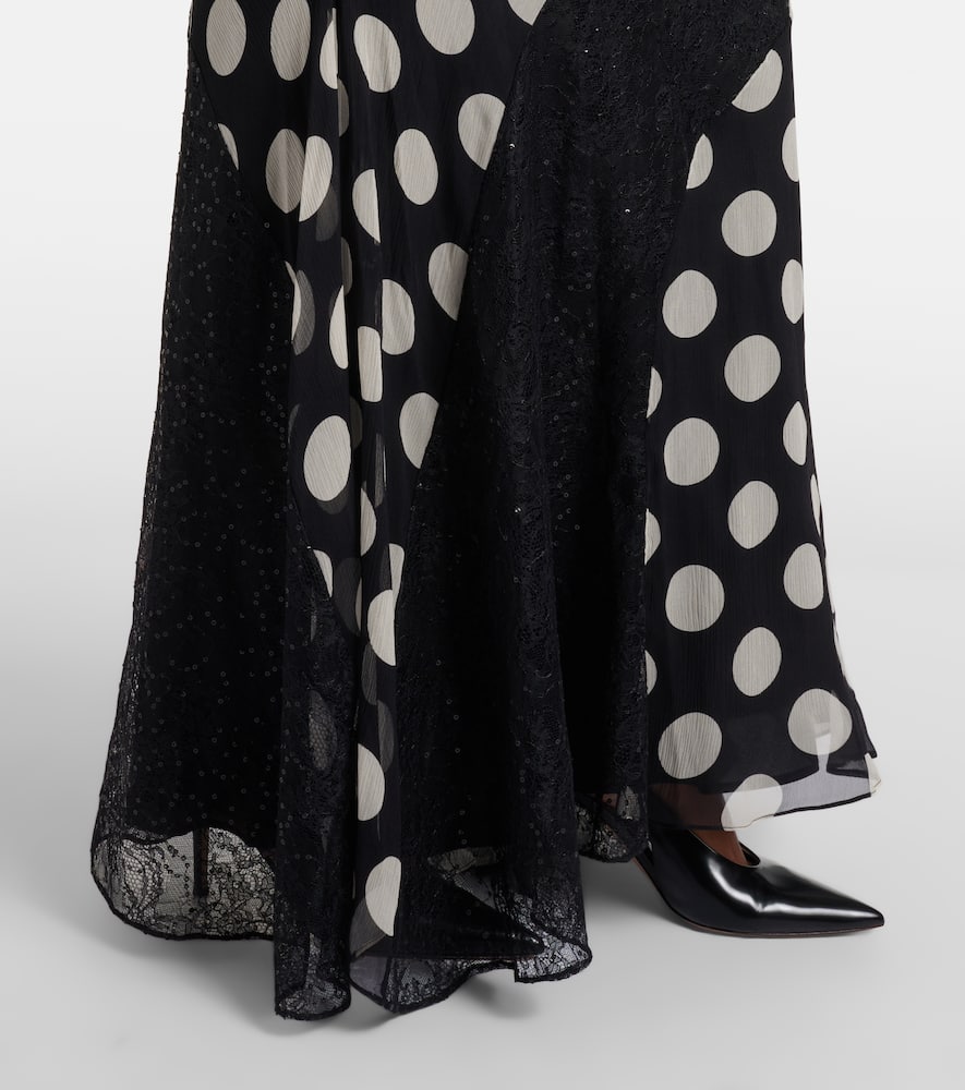 Polka-dot silk maxi dress