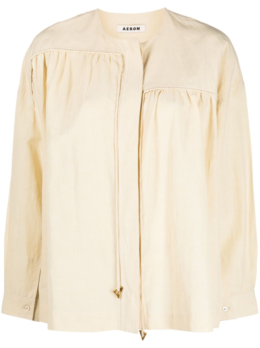Imola gathered linen blouse - Neutrals
