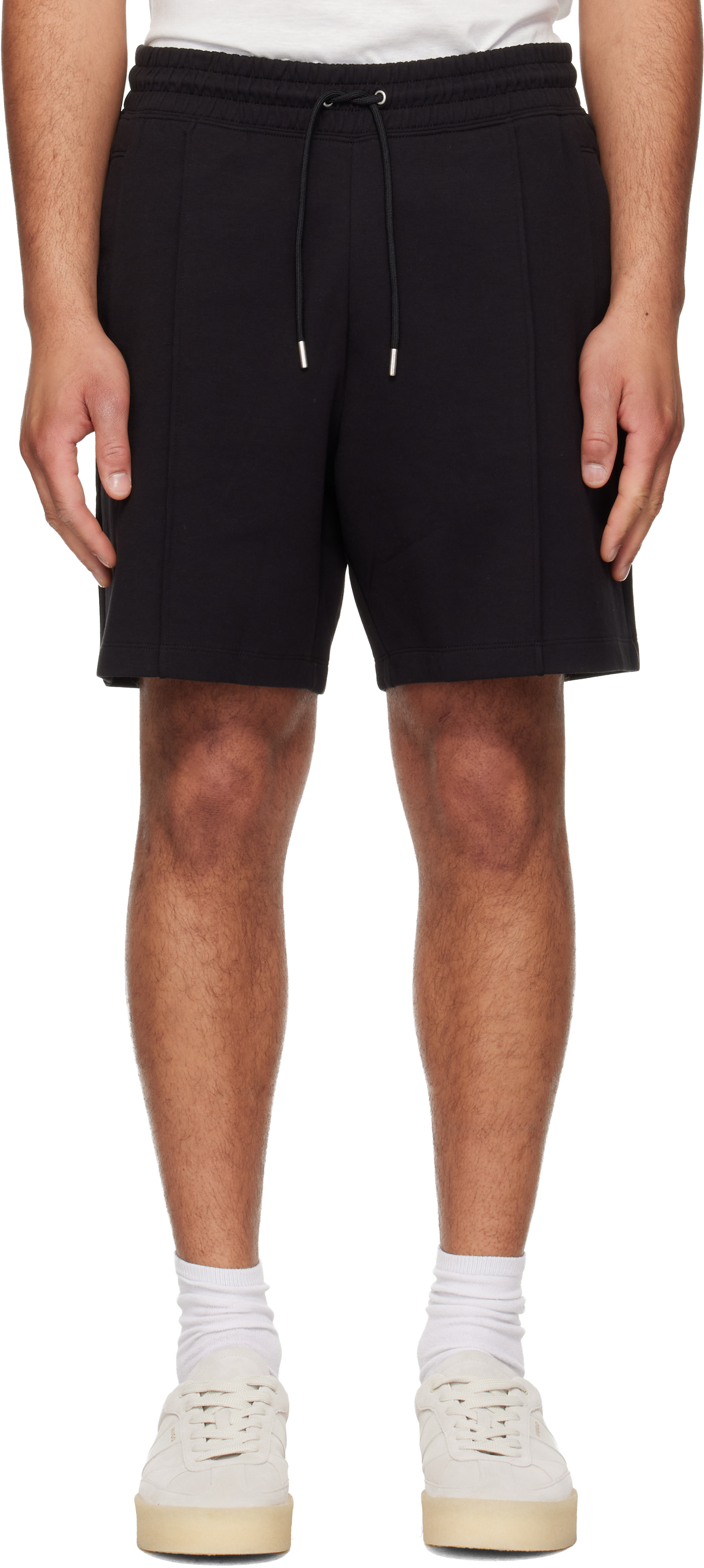 Black Stacked-Logo Trim Shorts