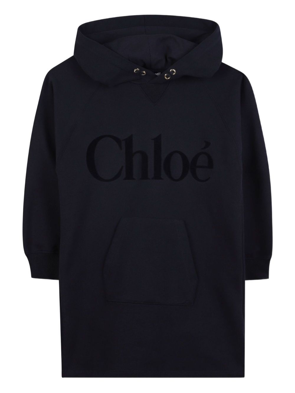 Chloé Oversized Logo Design Pullover with Drawstring Hood for Girls