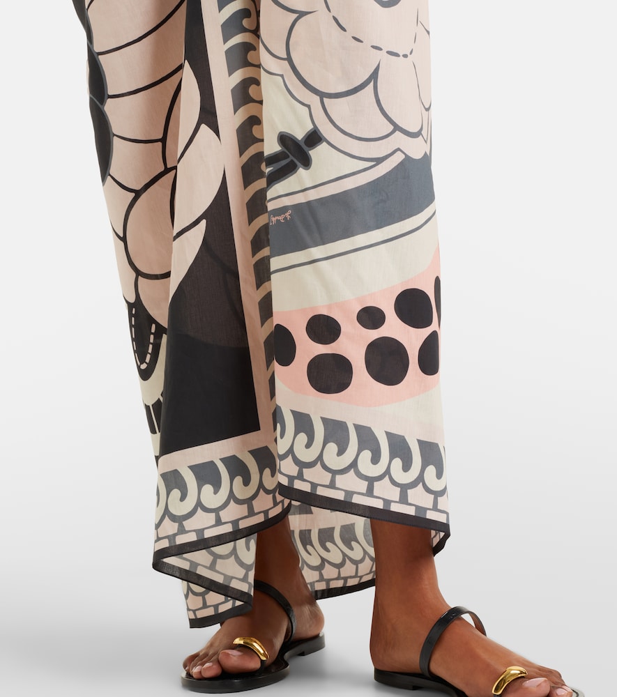 Printed cotton beach cover-up