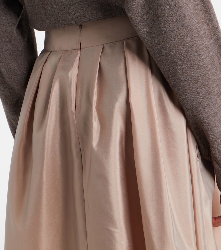 Effetto pleated taffeta midi skirt