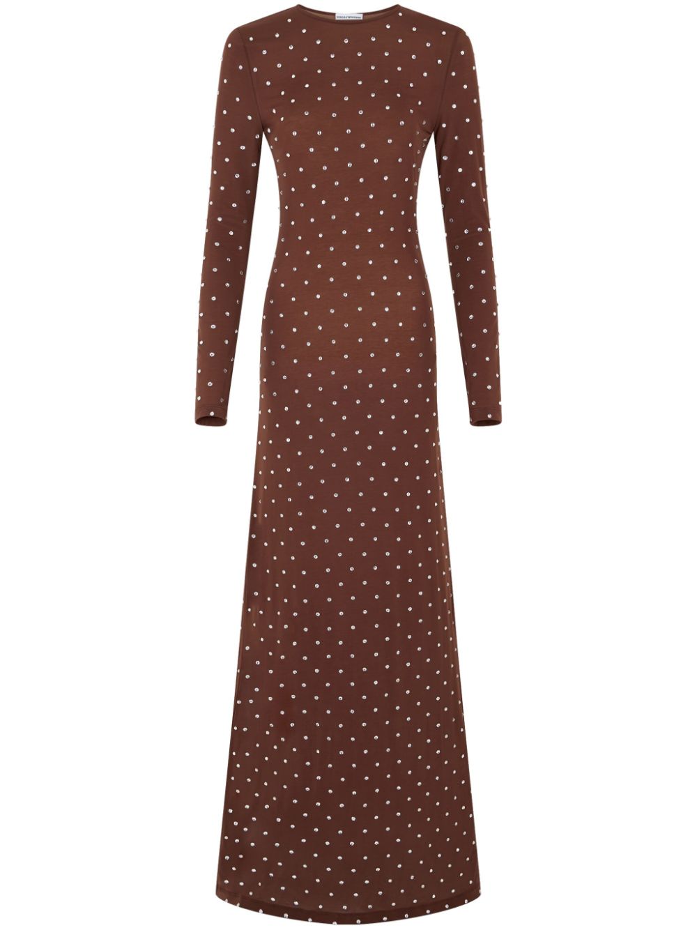 Crystal-embellished long-sleeve dress - Brown