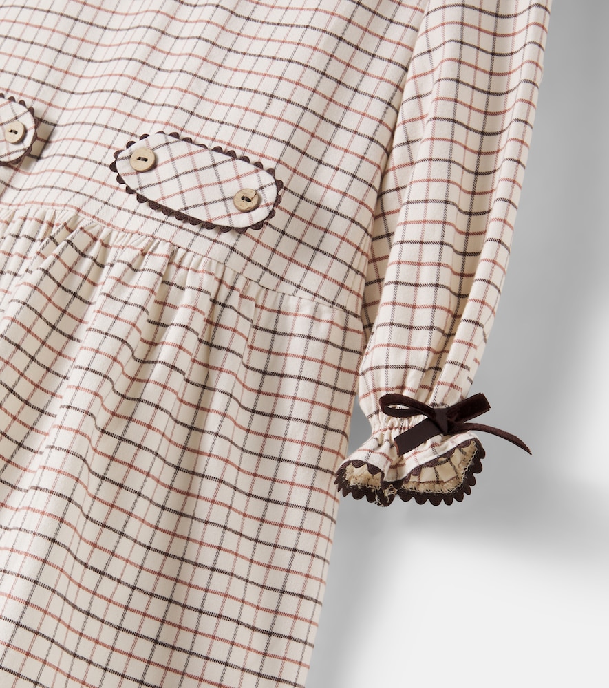 Tessa bow-detail checked cotton dress