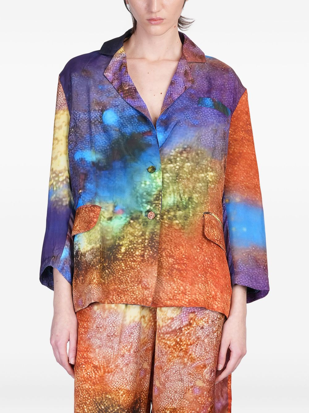 YAVI abstract-print blazer - Blue