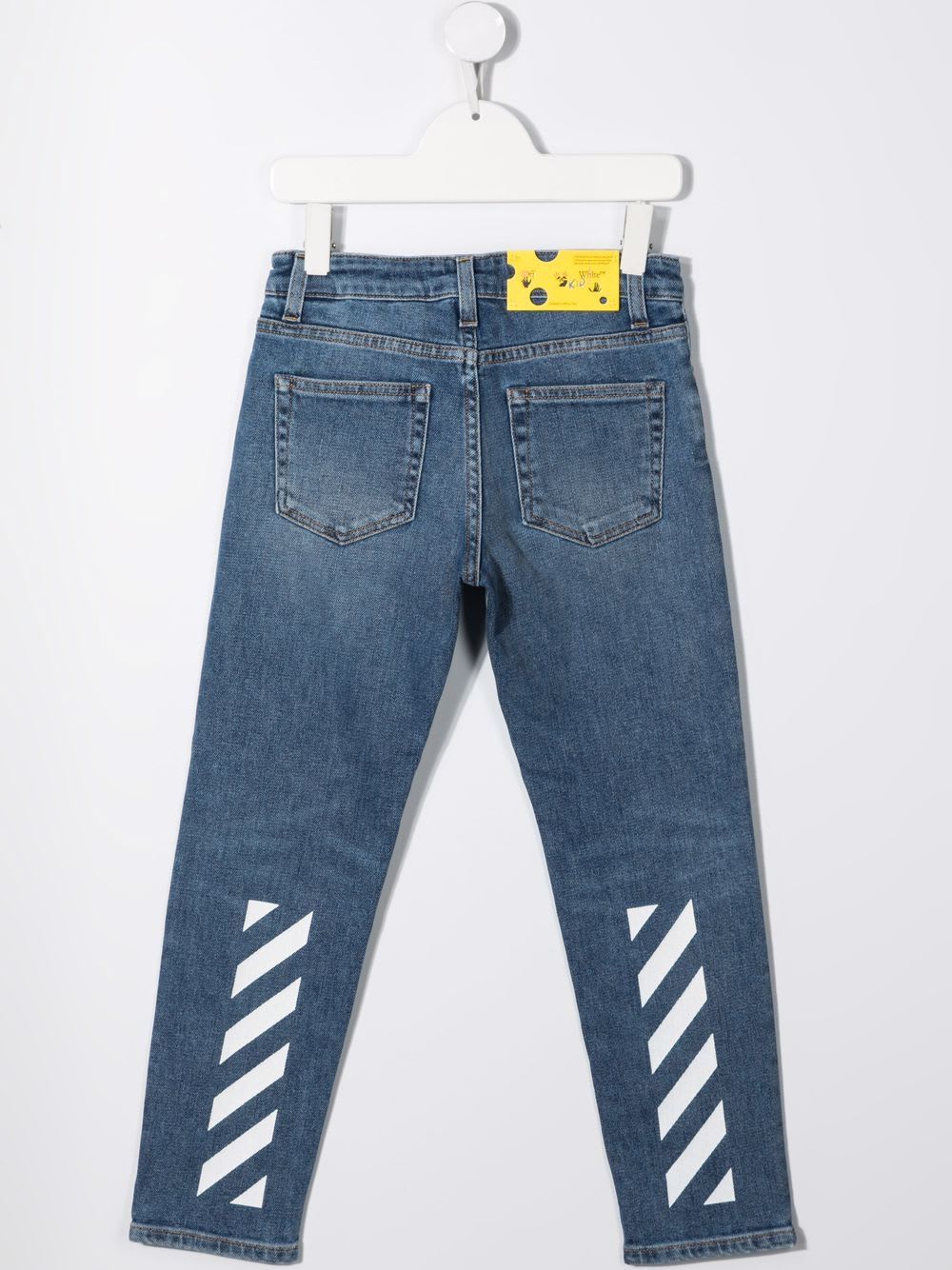 Blue Slim Fit Kids Jeans With Logo And Diagonals