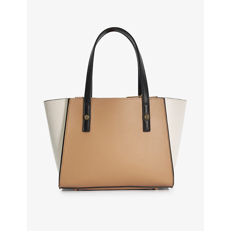 Womens Camel-synthetic Dinky Dresden Colour-block Faux-leather Tote bag 
