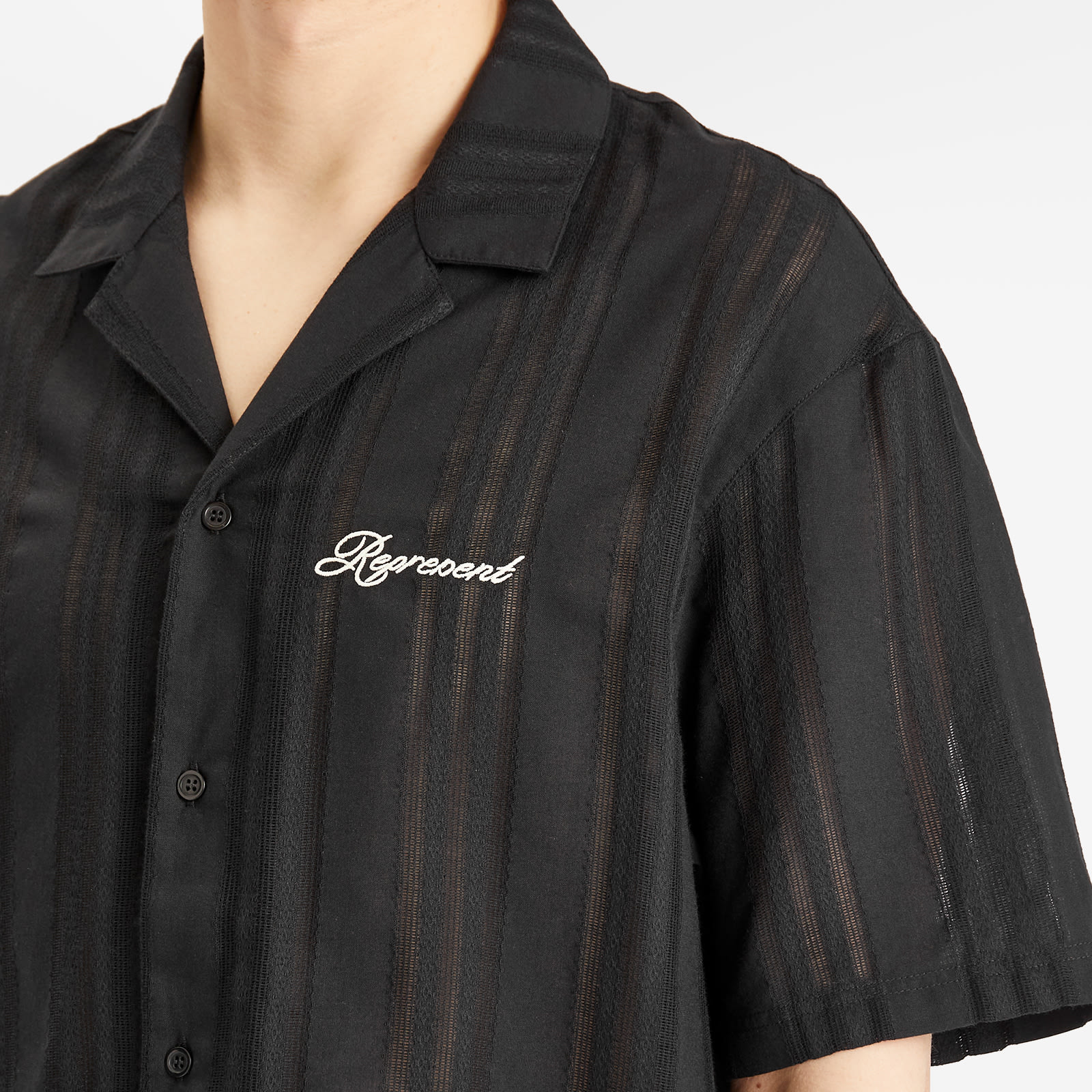 Represent Men's Embroidered Bowling Shirt in Jet Black
