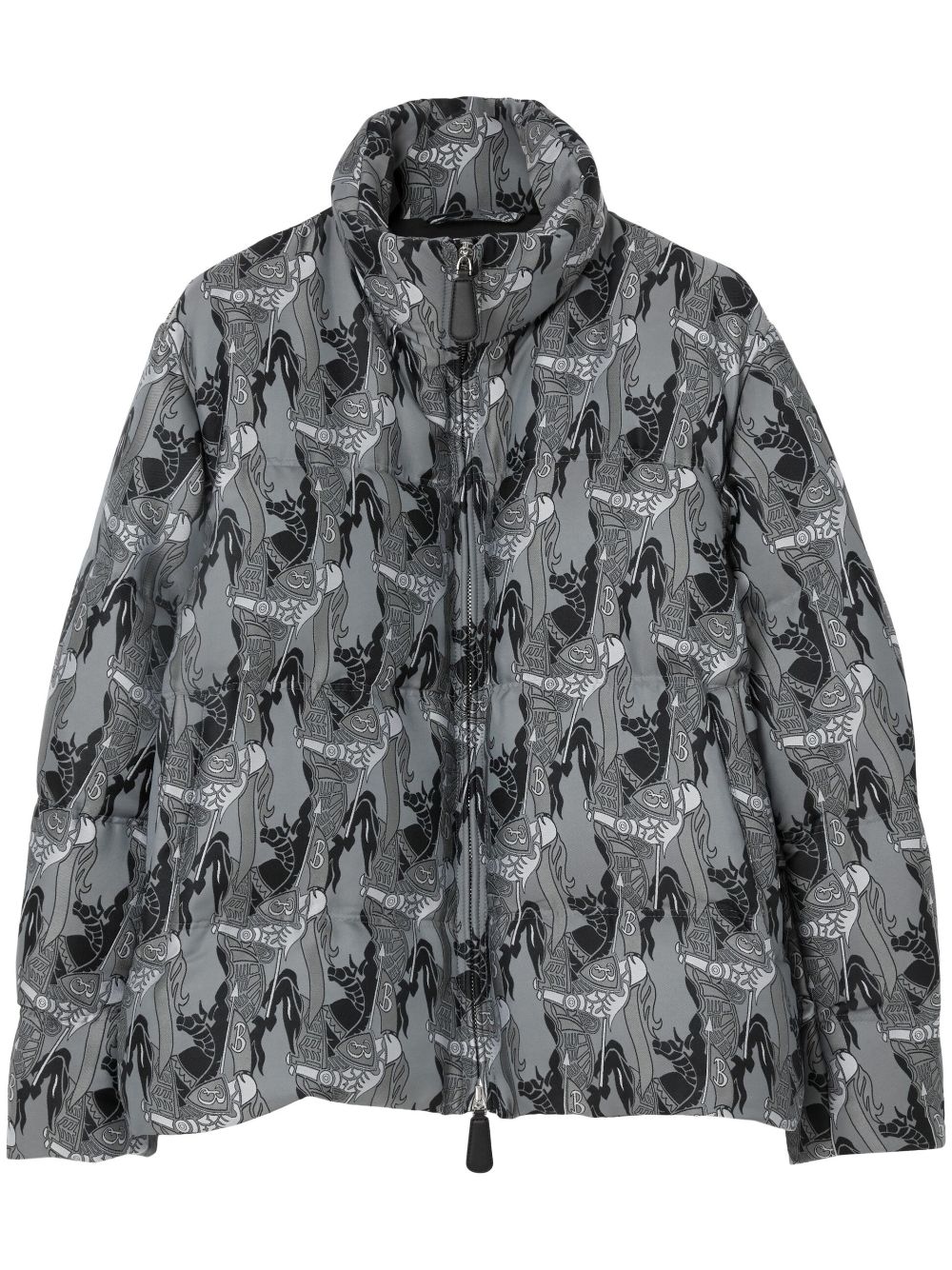 Abstract-print padded jacket - Grey