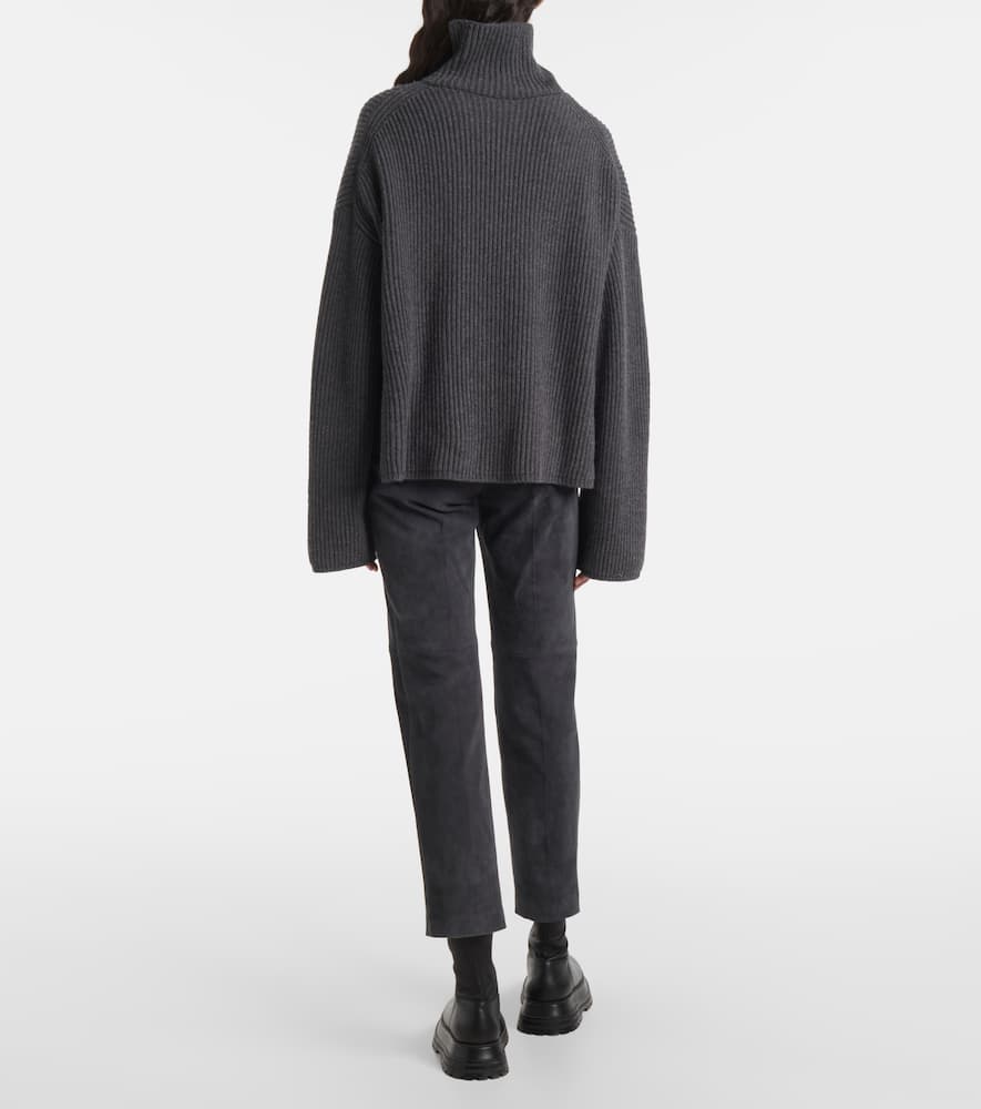 Ribbed-knit wool-blend turtleneck sweater